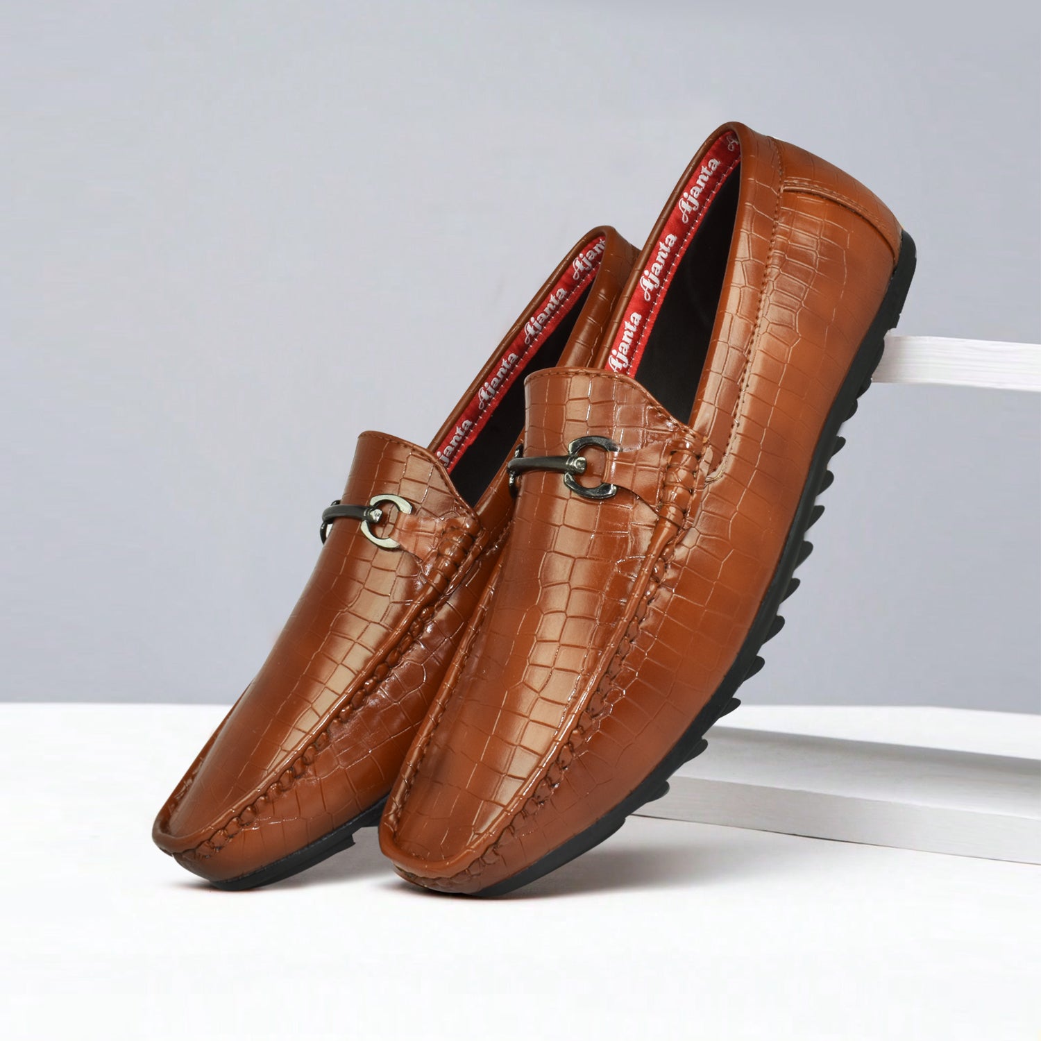 AJANTA Tan Loafers For Men| Soft Cushioned Insole | Slip-On Shoes for Casual, Office & Everyday Wear EG4022