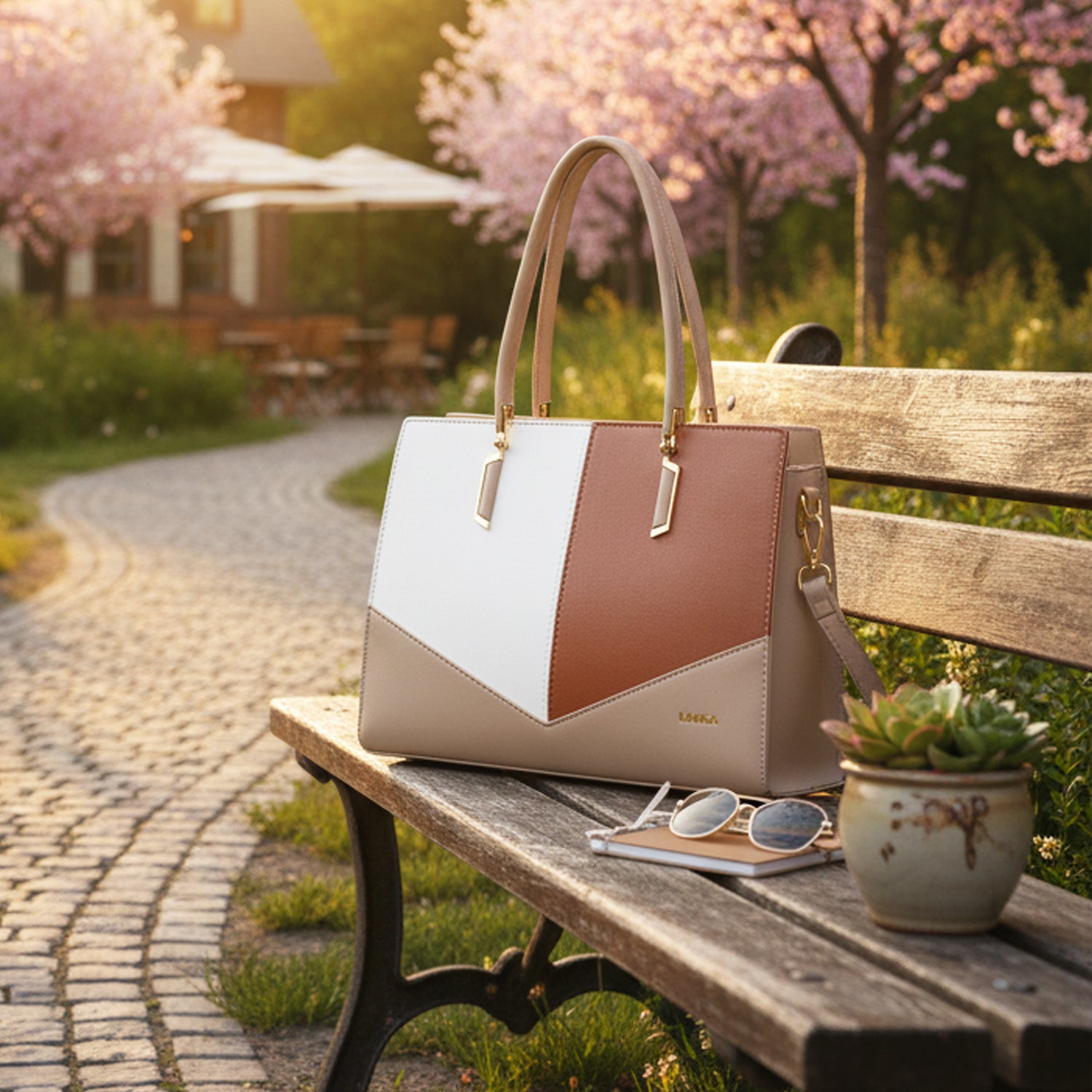 QIARRA by Ajanta Beige Synthetic Handbag for Women | 2 Compartments | Detachable Sling Strap | Stylish Daily Use Bag-VB8014