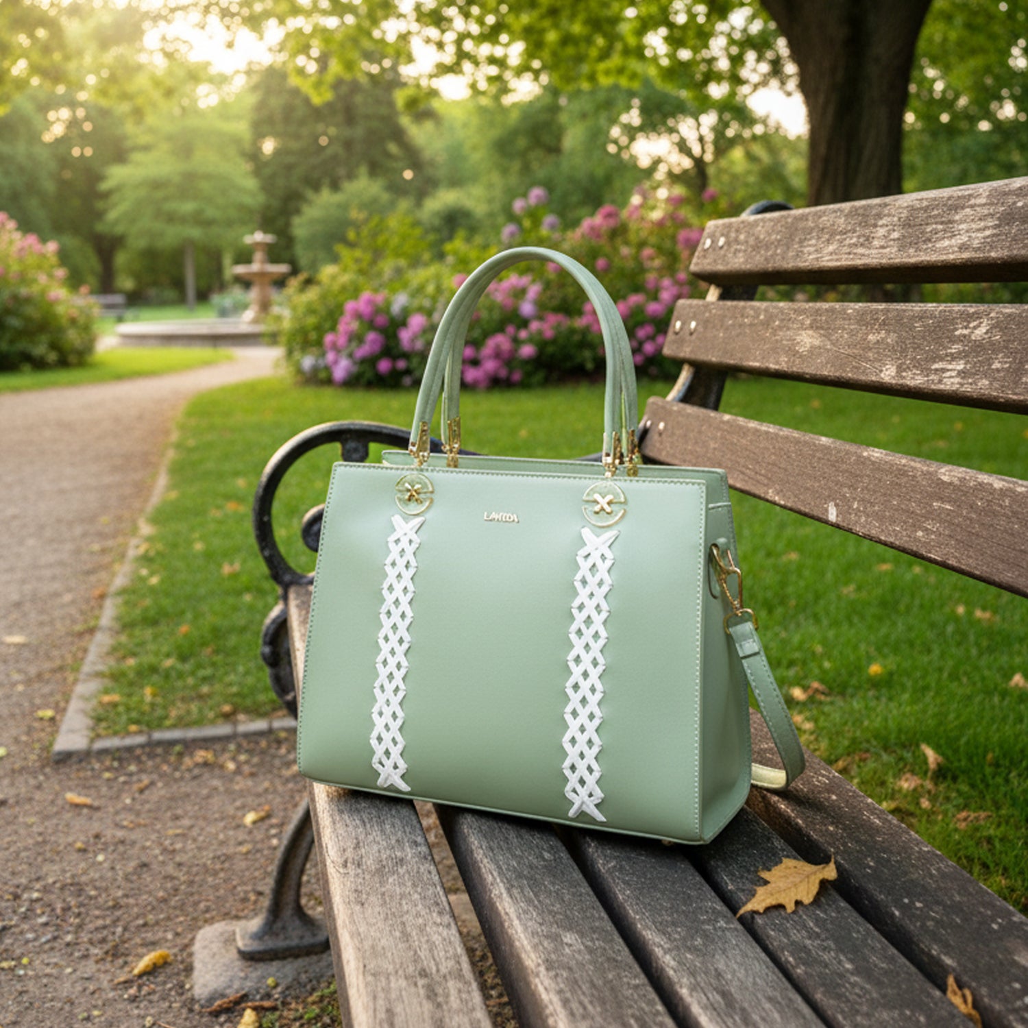 QIARRA by Ajanta Green Synthetic Handbag for Women | 2 Compartments | Detachable Sling Strap | Stylish Daily Use Bag-VB8016