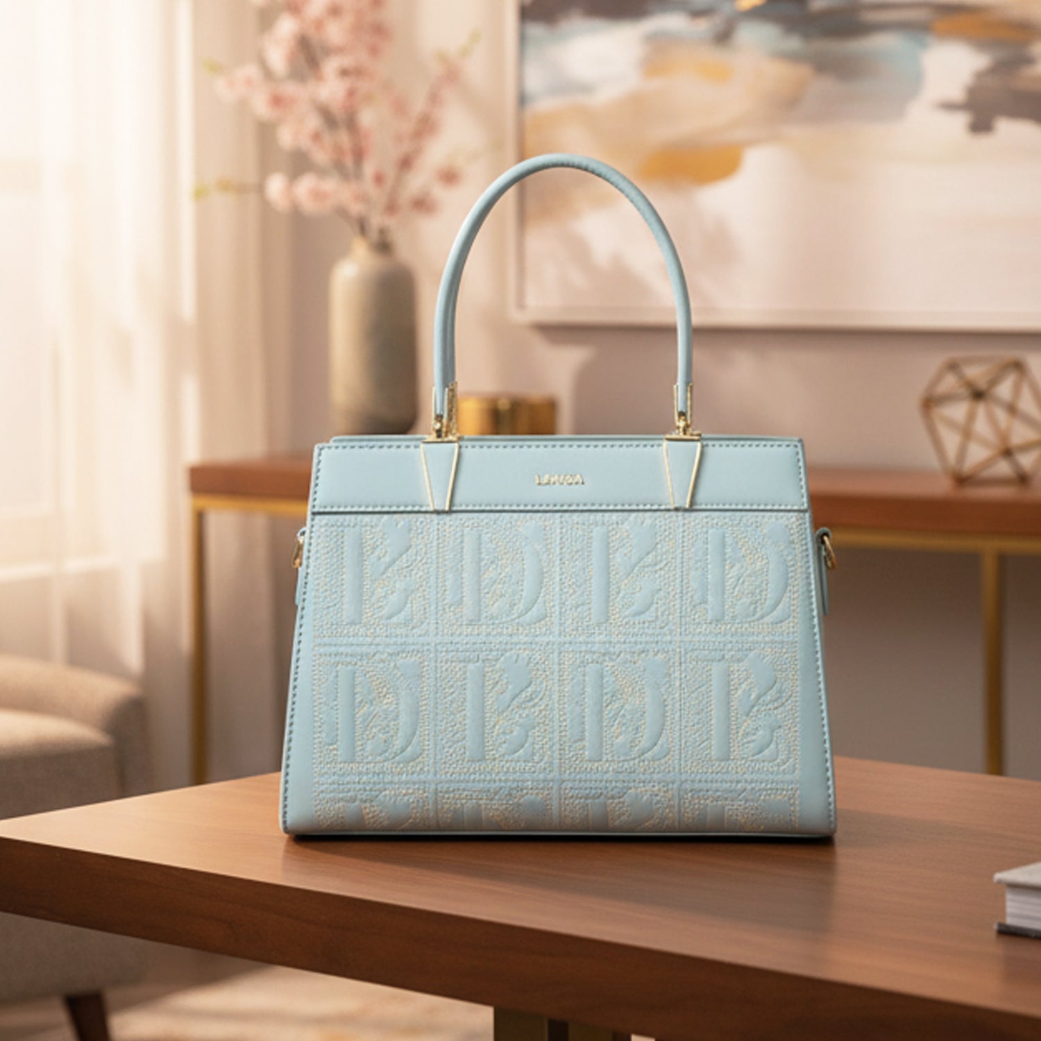 QIARRA by Ajanta Blue Synthetic Handbag for Women | 2 Compartments | Detachable Sling Strap | Stylish Daily Use Bag-VB8018