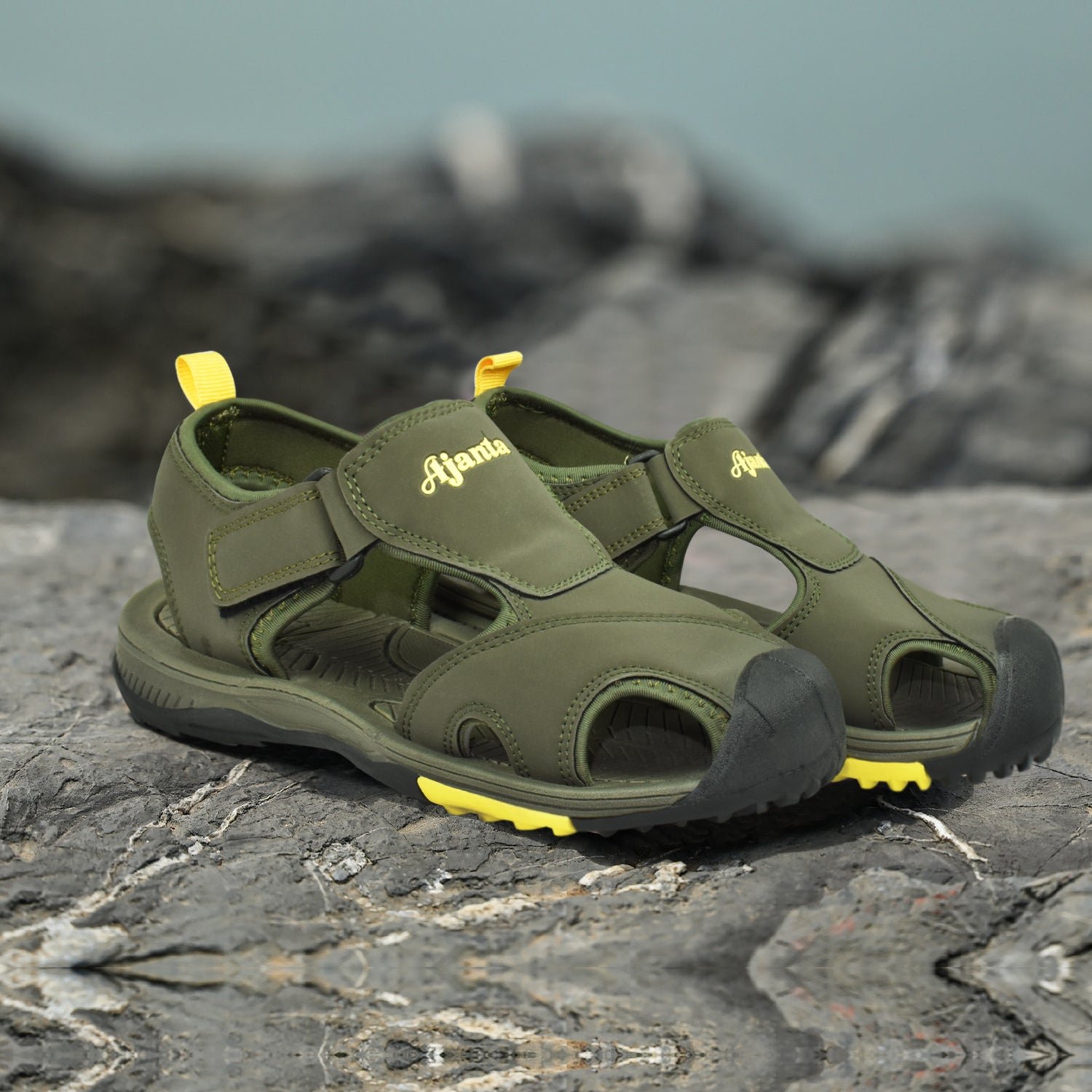 AJANTA Men Sports Sandals Adjustable Straps, Cushioned Sole, Sporty Design,Durable & Comfortable EG2019