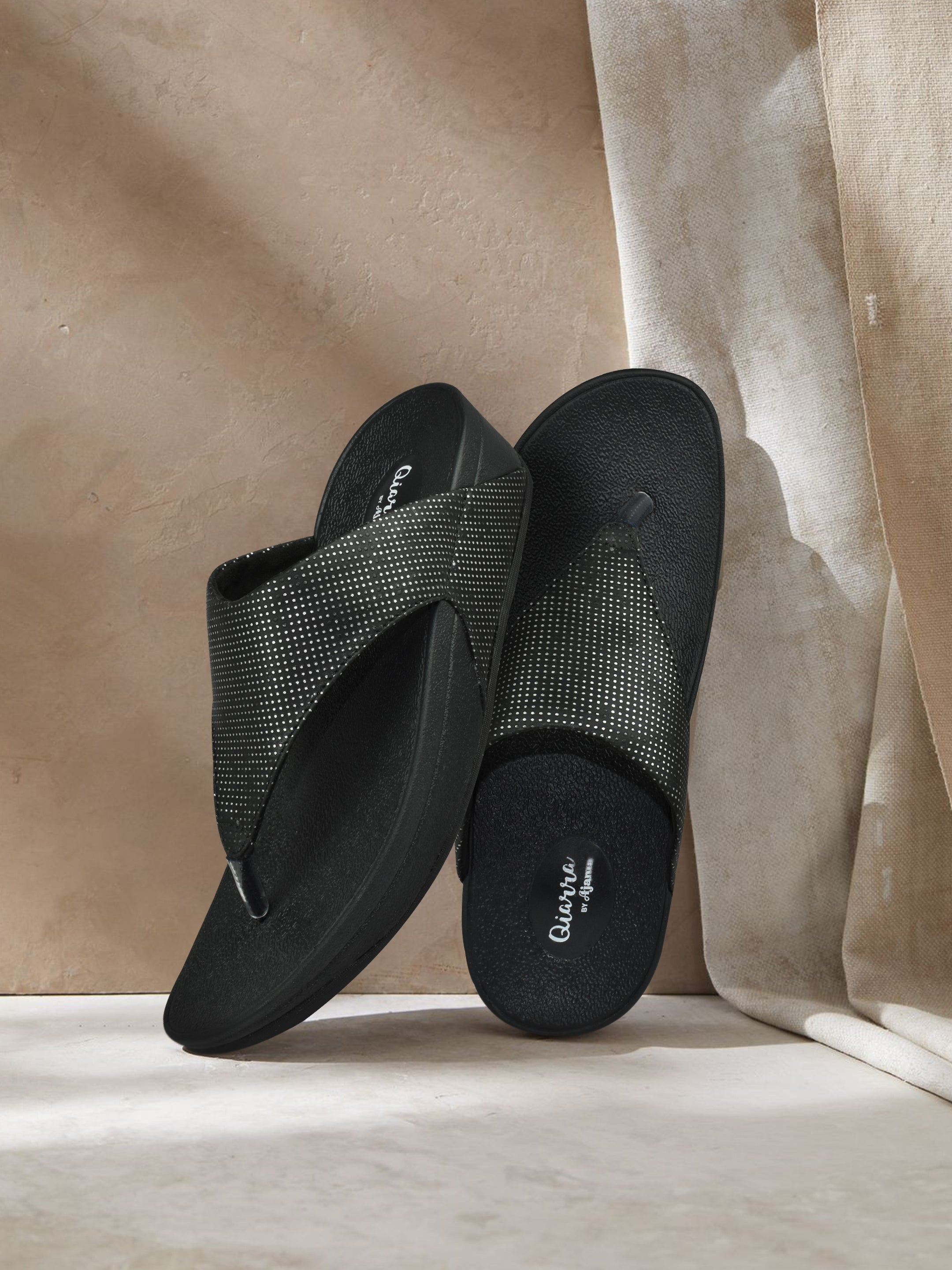 Ajanta Embellished Open Toe T-Strap Flats Sandal For Women