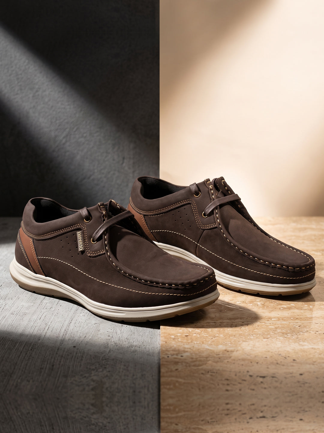 Imperio by Ajanta Men's Premium Casual Shoes | Lace-Up Lightweight Moc Toe Shoes for Men | Comfortable Cushioned Footbed | Anti-Skid Sole Style shoes | Office, Travel & Daily Wear Shoes
