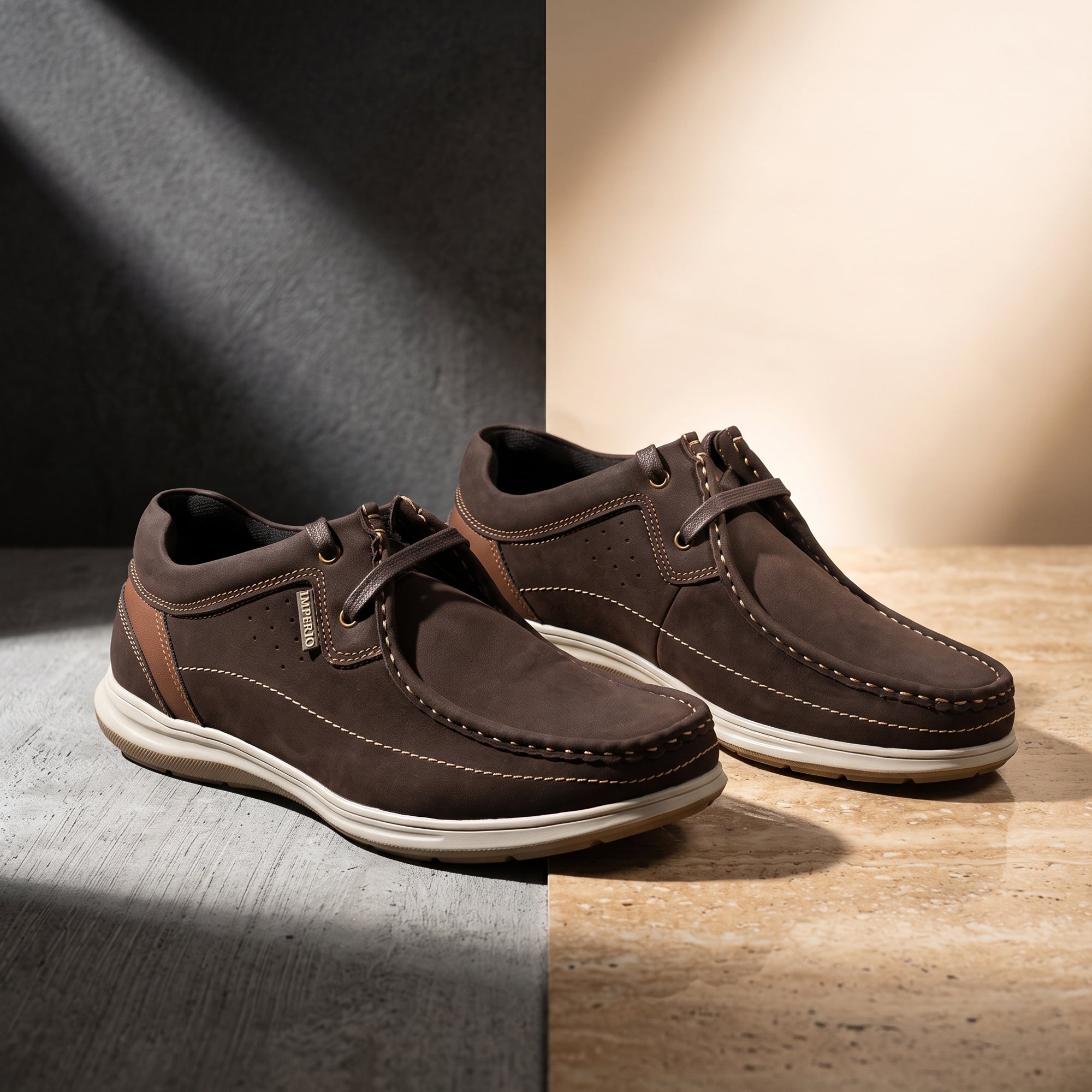 Imperio by Ajanta Men's Premium Casual Shoes | Lace-Up Lightweight Moc Toe Shoes for Men | Comfortable Cushioned Footbed | Anti-Skid Sole Style shoes | Office, Travel & Daily Wear Shoes