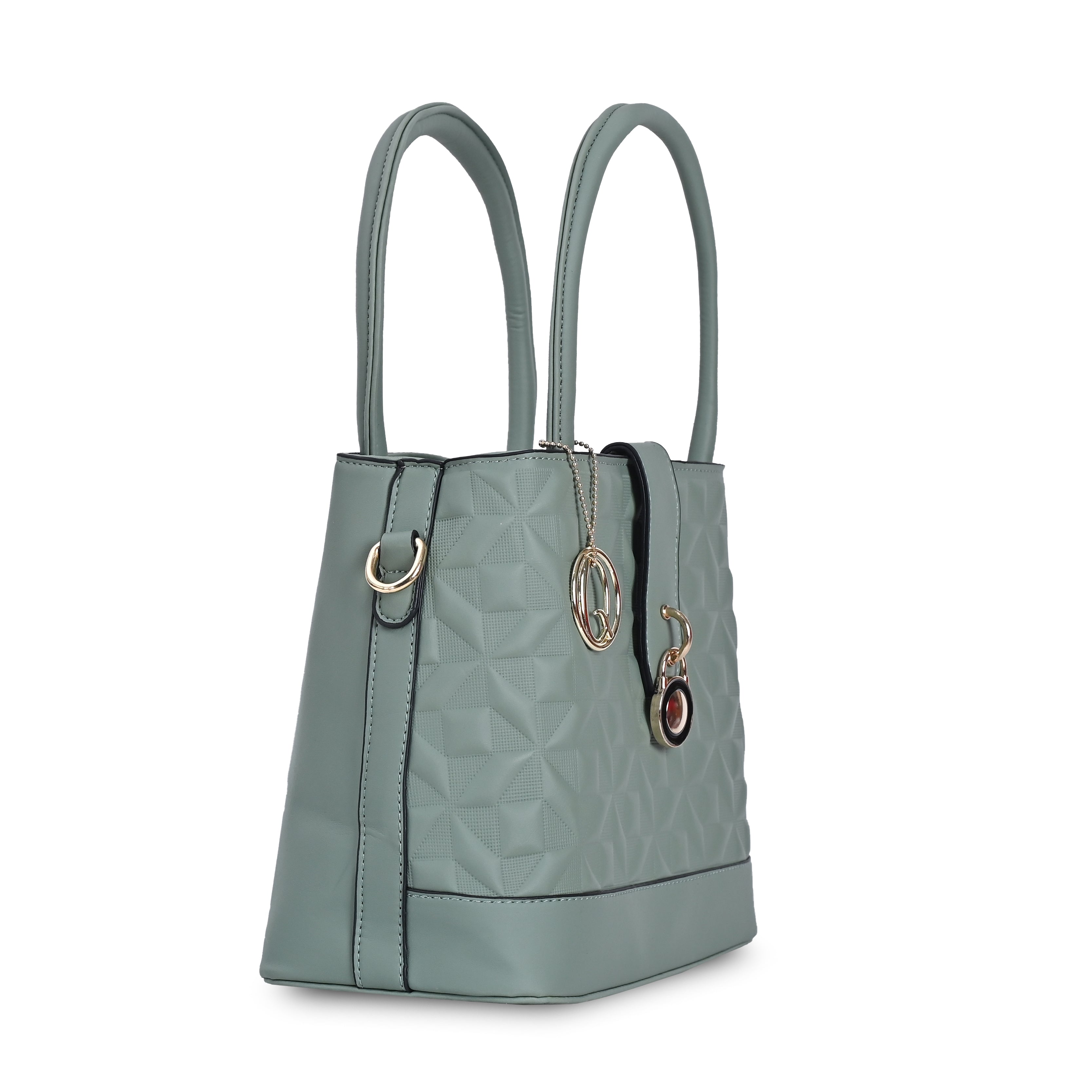 QIARRA Light Grey Luxe Artificial Leather Premium Textured Satchel Bag / Handbag with Detachable Slings VB8054