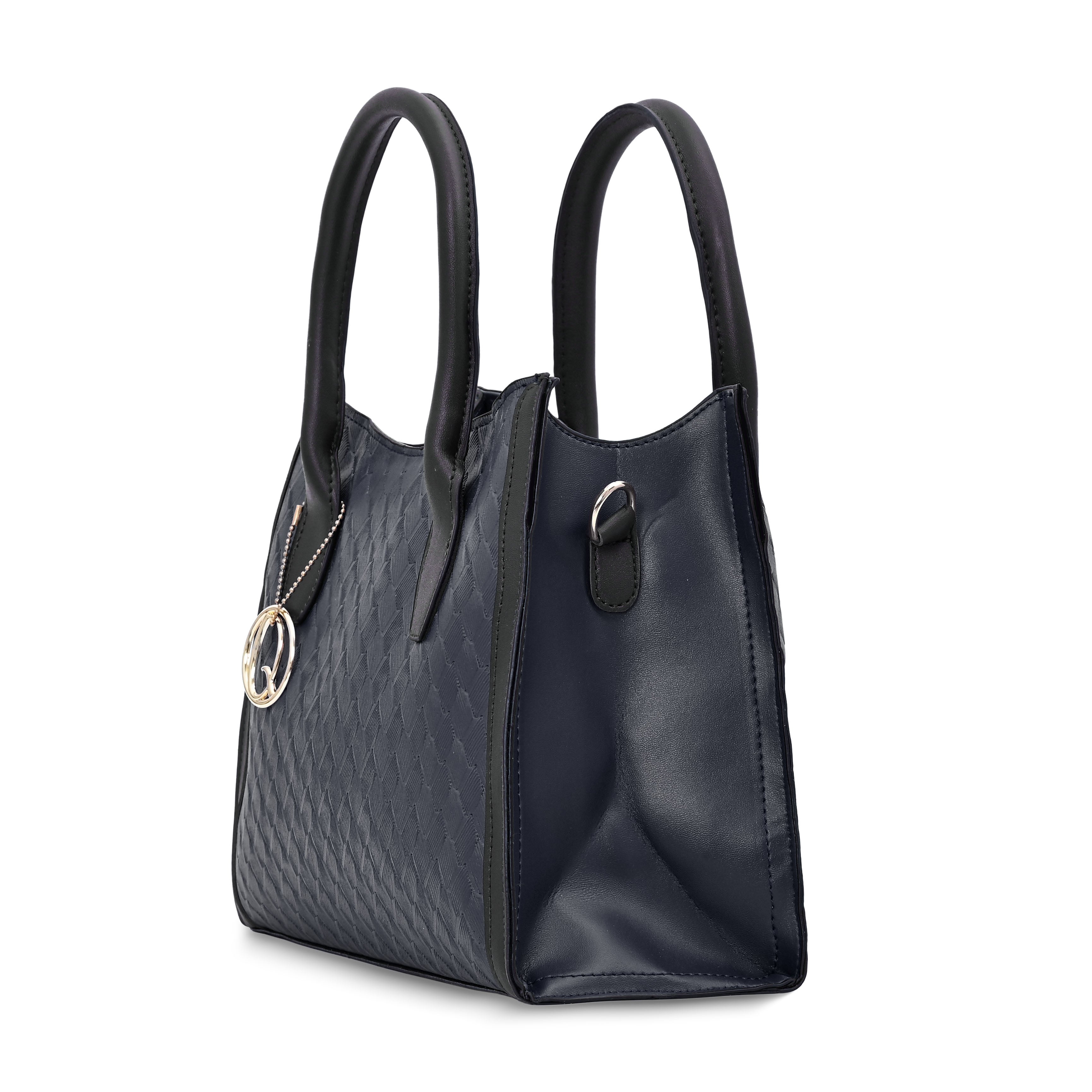 QIARRA Black Luxe Textured Synthetic Rexin Shoulder Bag with Detachable Strap VB8047