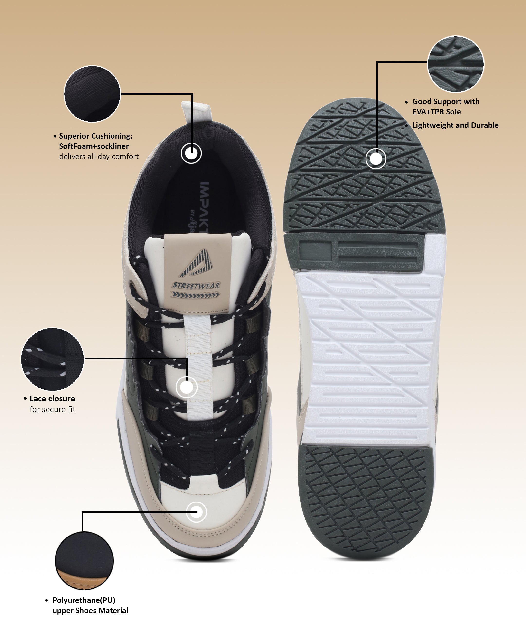 Impakto Men's Trendy Casual Sneaker