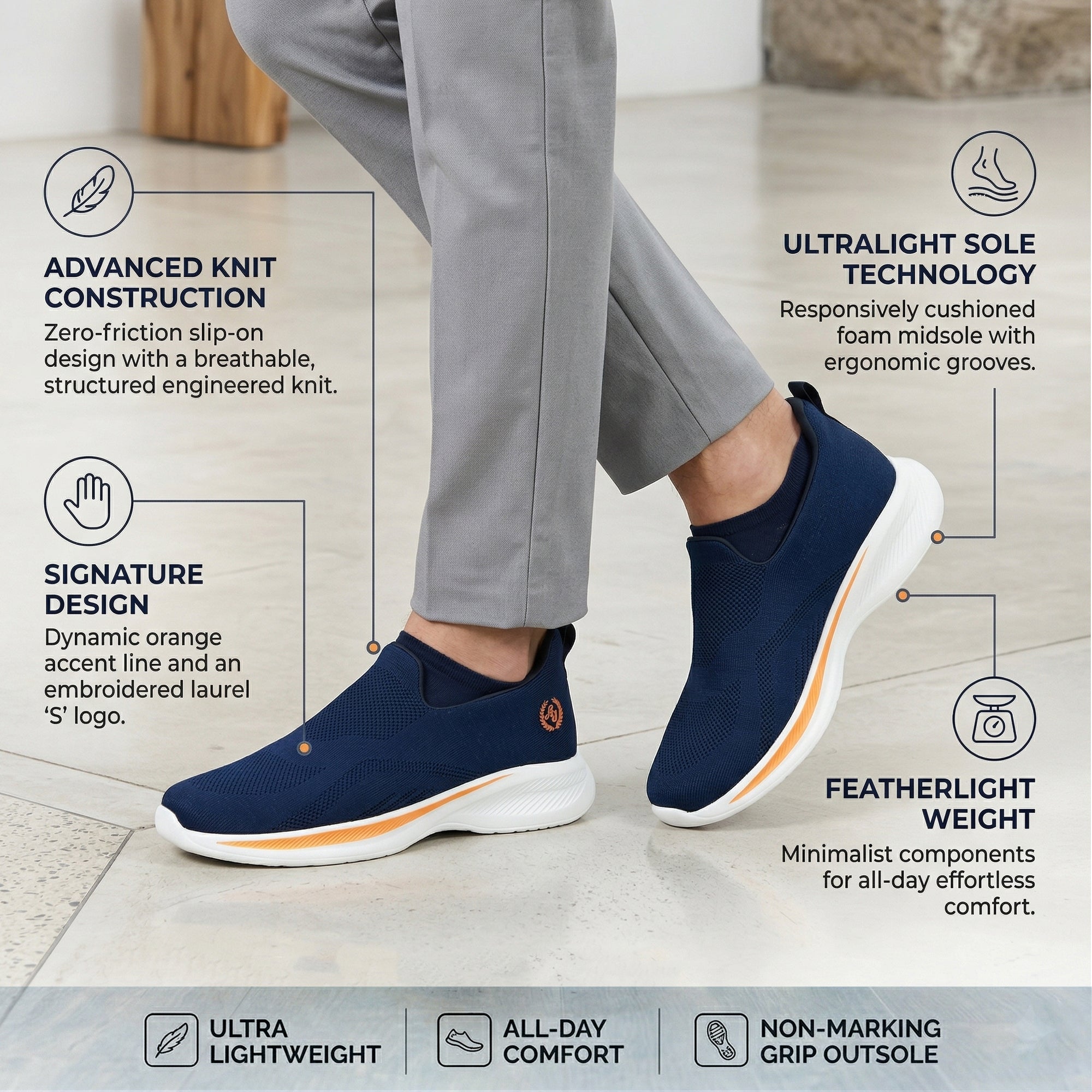 Ajanta Men’s Shock-Absorbing Running Shoes