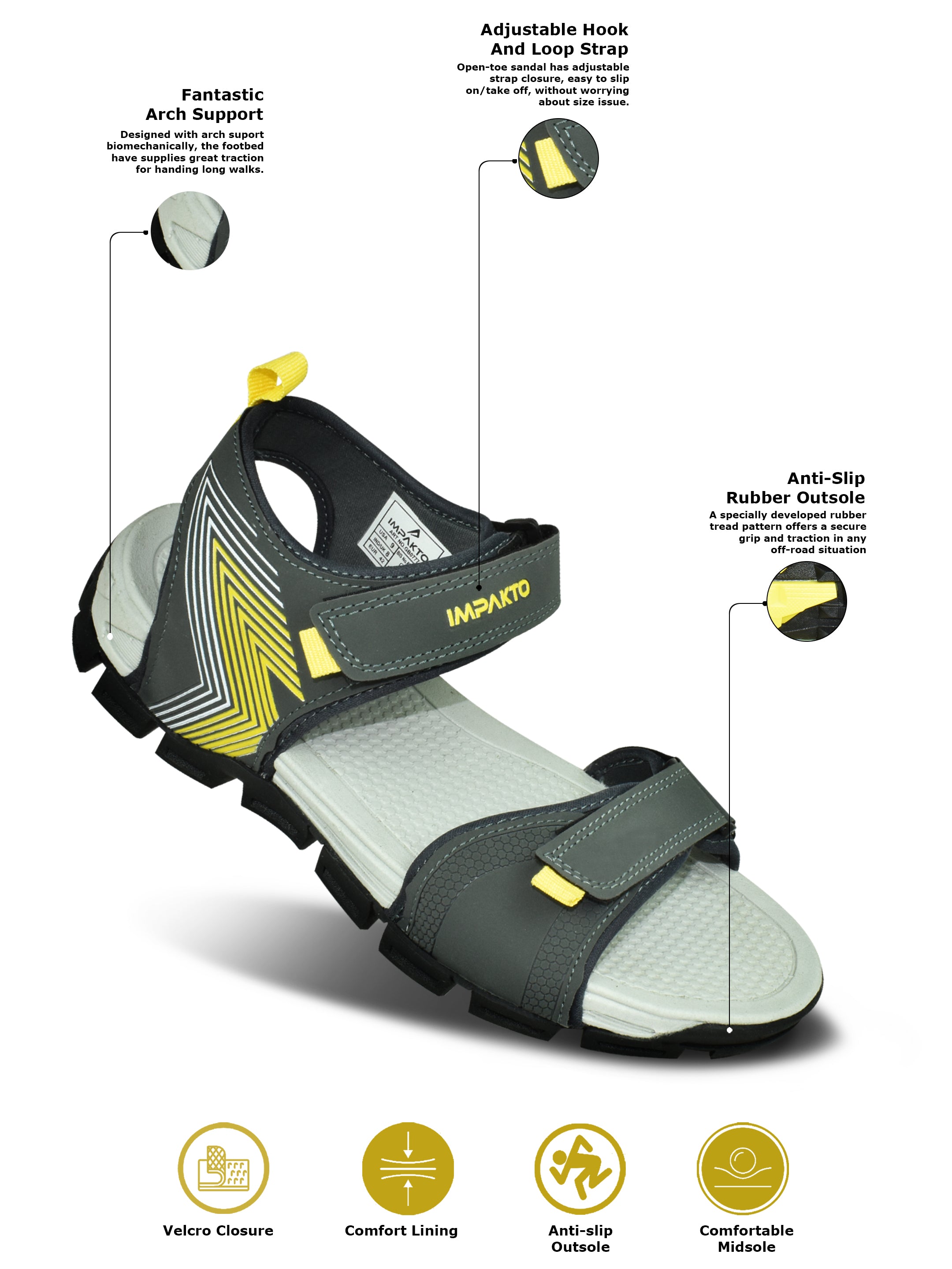 Ajanta Men’s Breathable Velcro Sandals – Adjustable Fit & Cushioned Comfort-EG2020