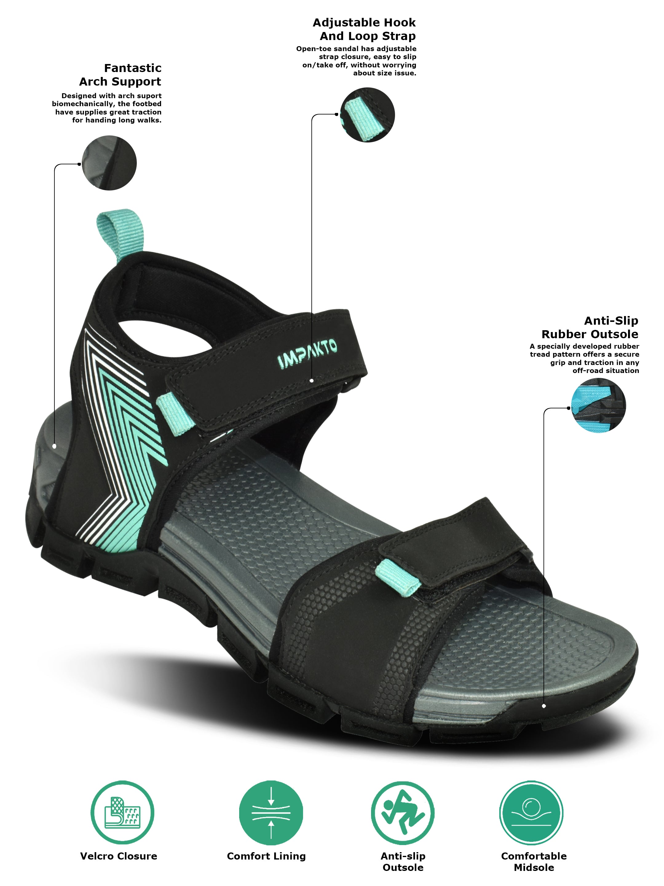 Ajanta Men’s Breathable Velcro Sandals – Adjustable Fit & Cushioned Comfort-EG2021