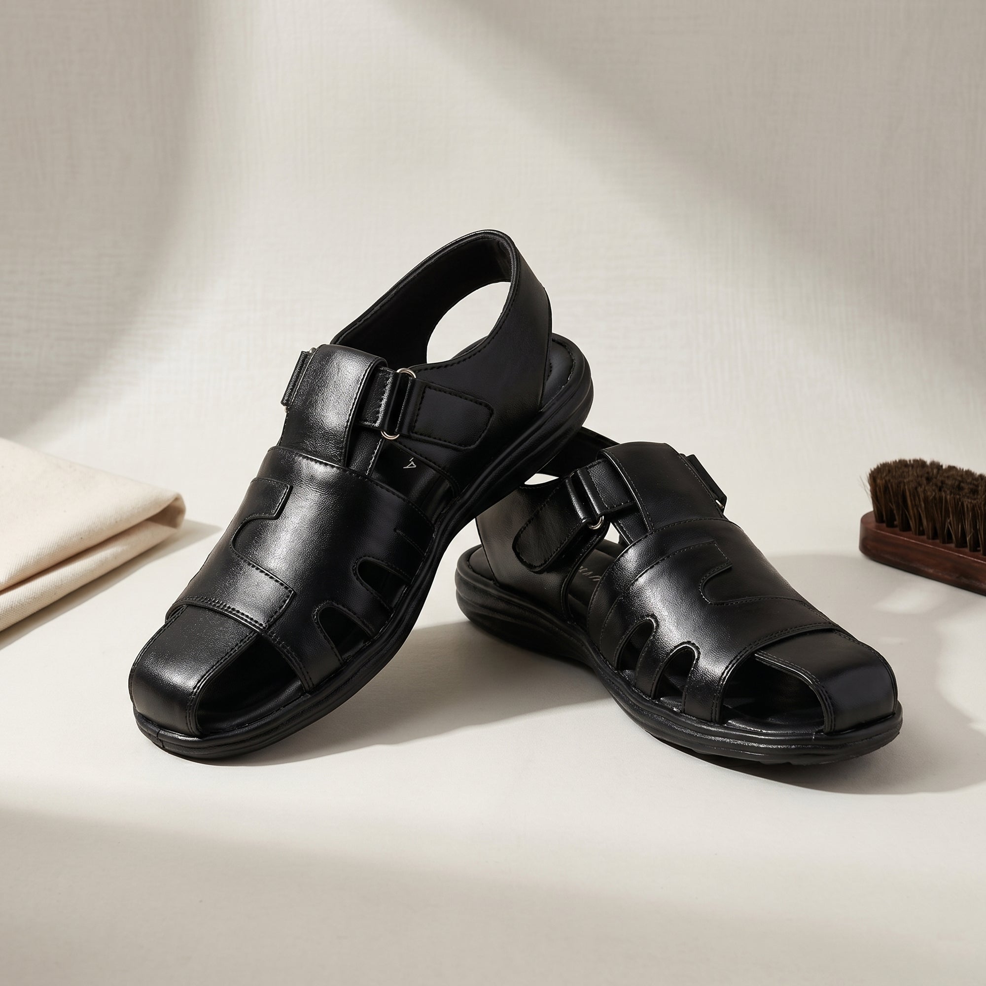 AJANTA Mens Comfort Velcro Sandals | Cushioned Footbed | Durable Sole