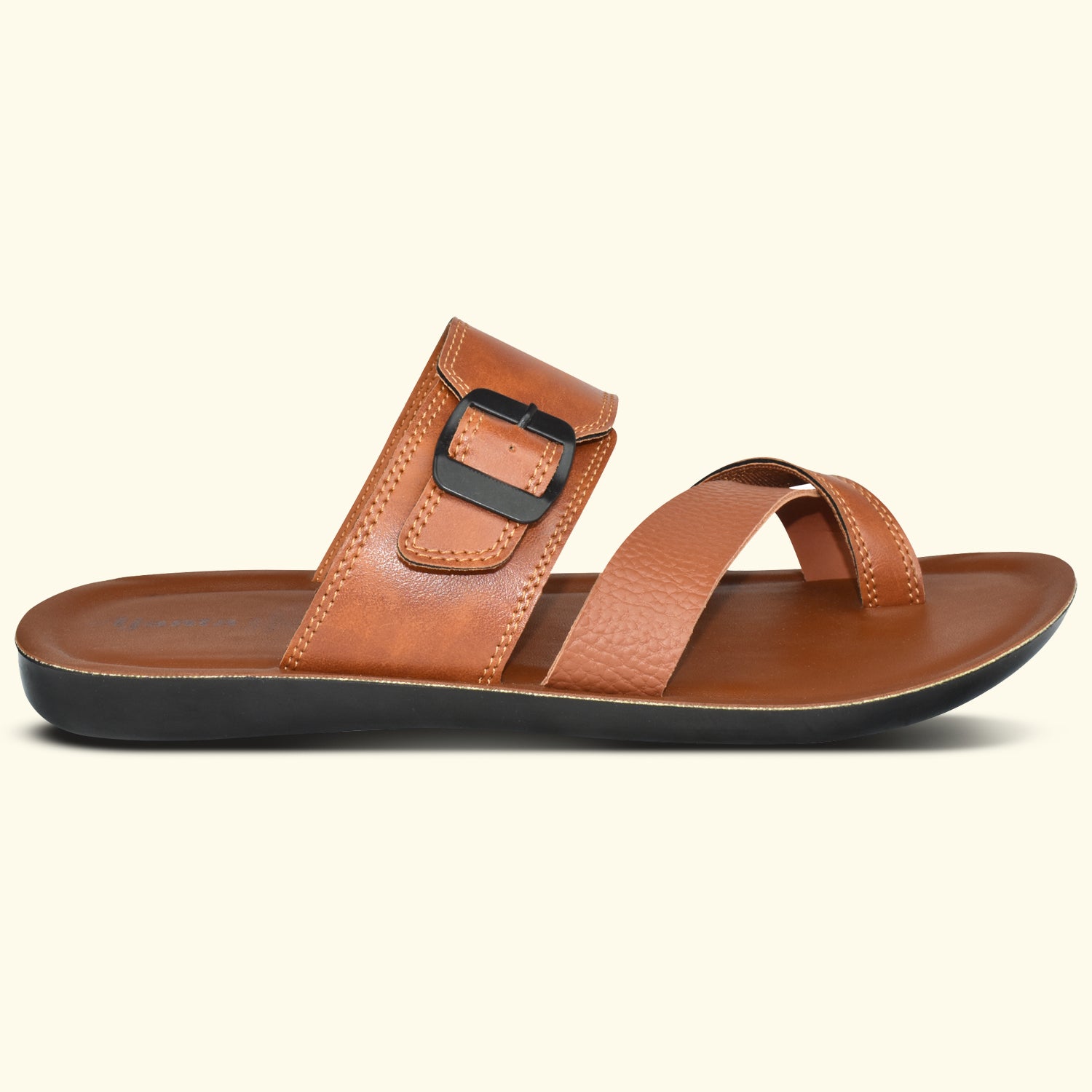 Ajanta Menβs Tan Slip-On Sandals for All-Day Comfort