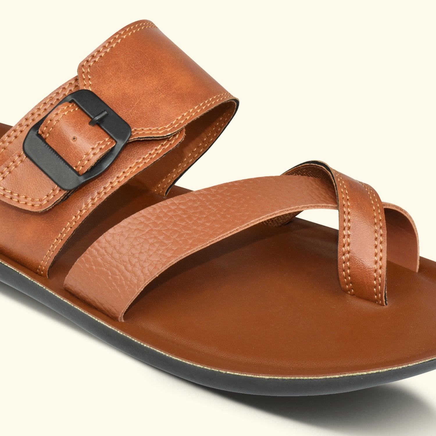 Ajanta Menโs Tan Slip-On Sandals for All-Day Comfort