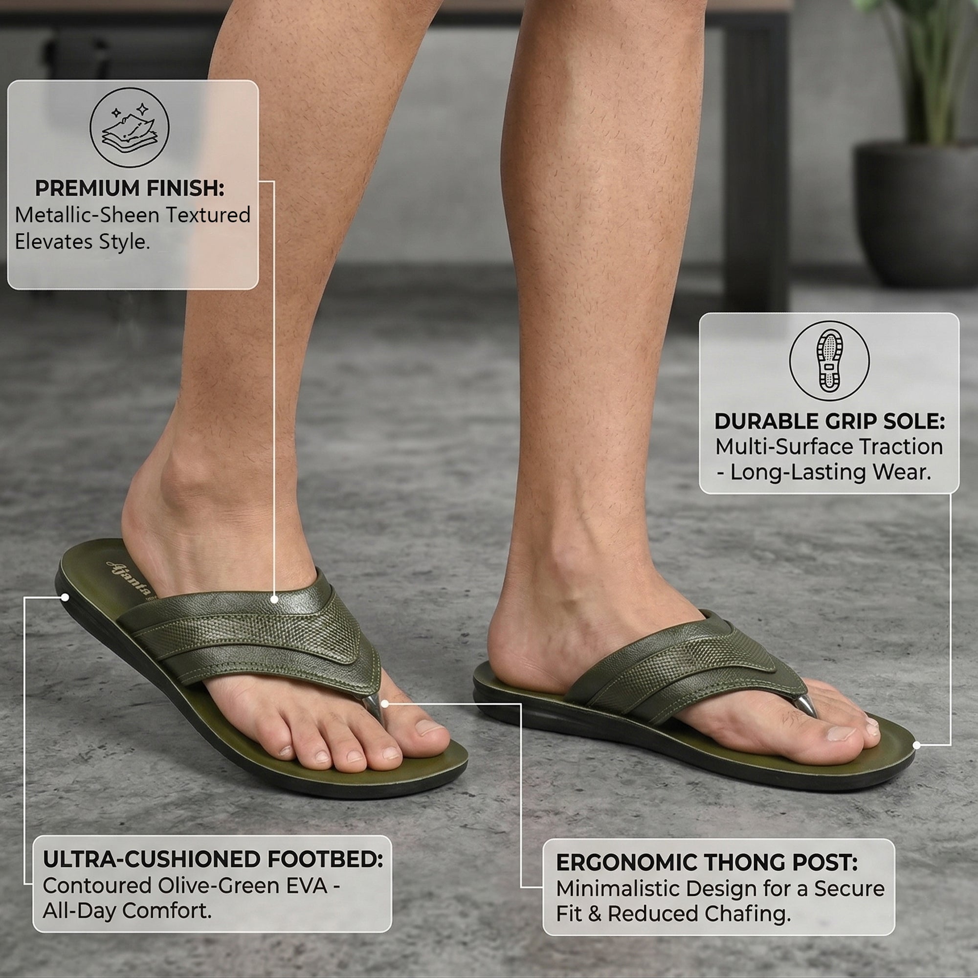 Ajanta Men’s Flip-Flop Slipper Sandal for Daily Wear & Home Use