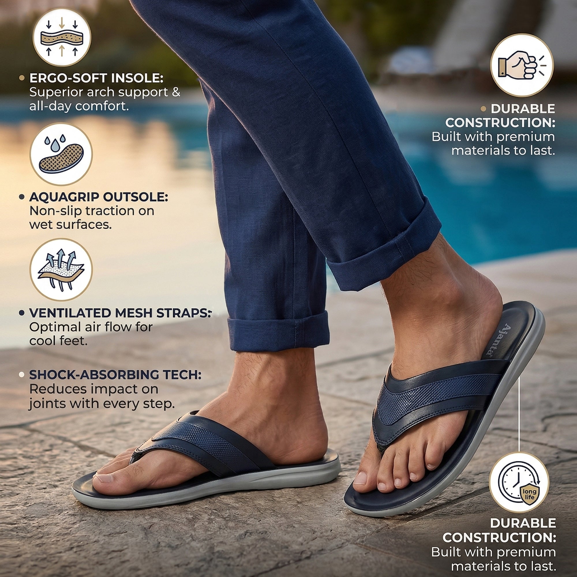 Ajanta Men’s Anti-Slip Casual Floaters