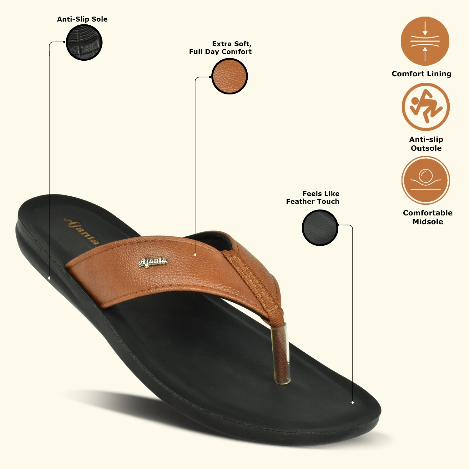 Ajanta Classic Slippers for Men | Stylish, Comfortable,Anti Skid, Soft Daily Use Chappal EG3021