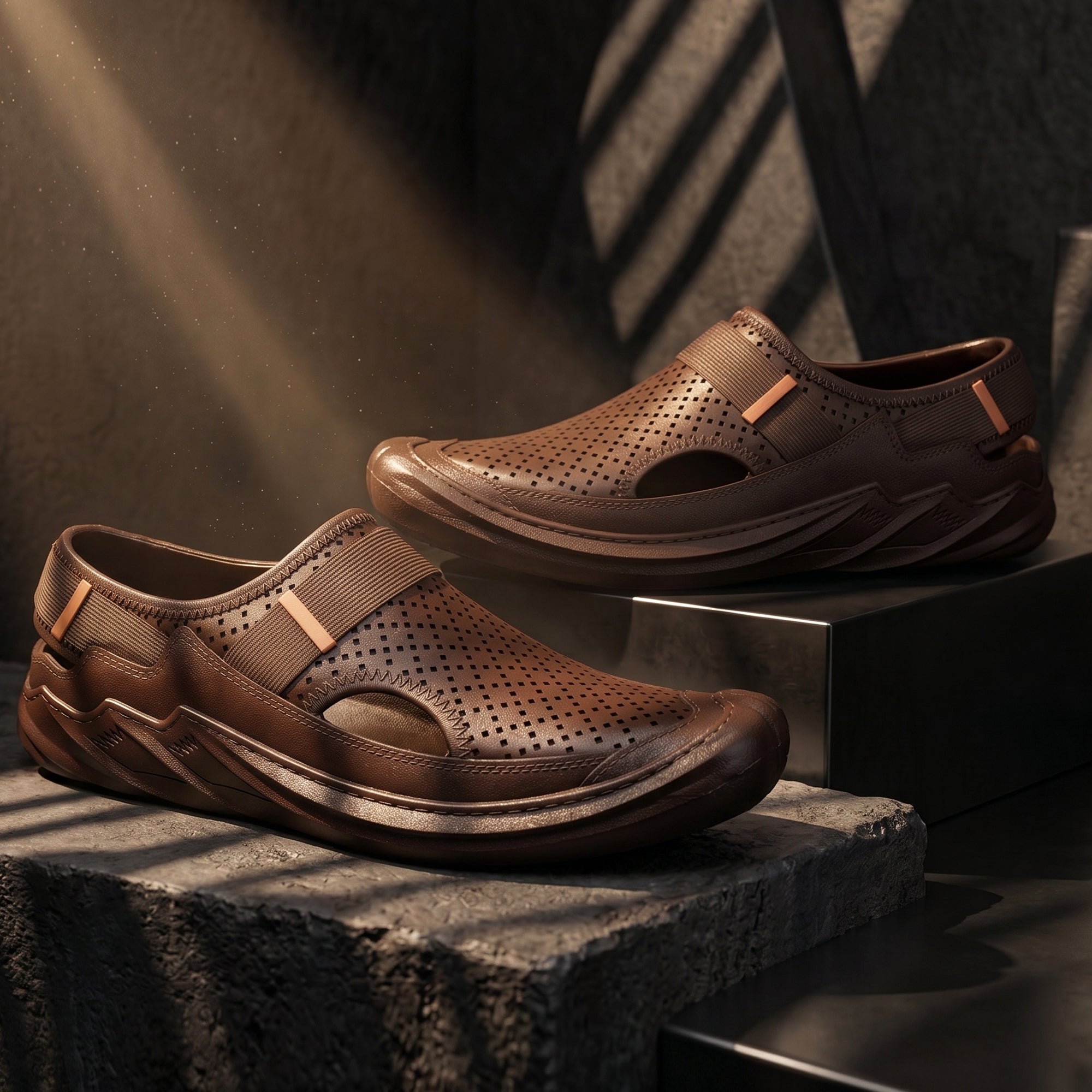 AJANTA Men's Roman Sandals | PVC Molded Water Resistant Sandals for Men | Lightweight Breathable Walking Sandals | Rainy Season Outdoor Casual Daily Wear Footwear