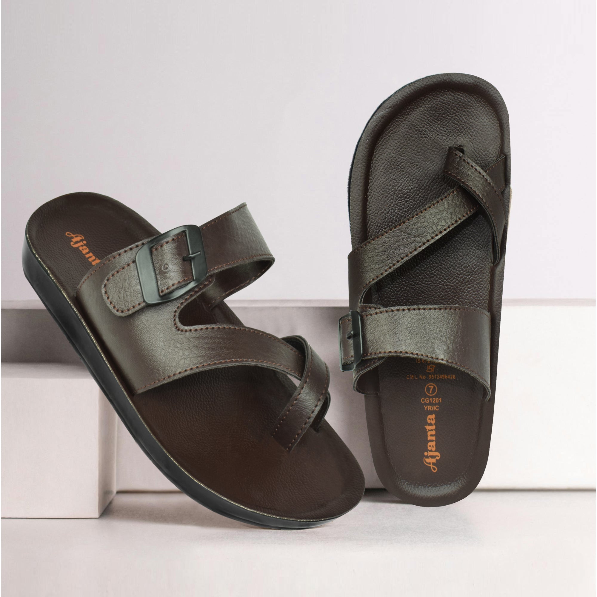 Ajanta Men’s Brown Slip On Sandals