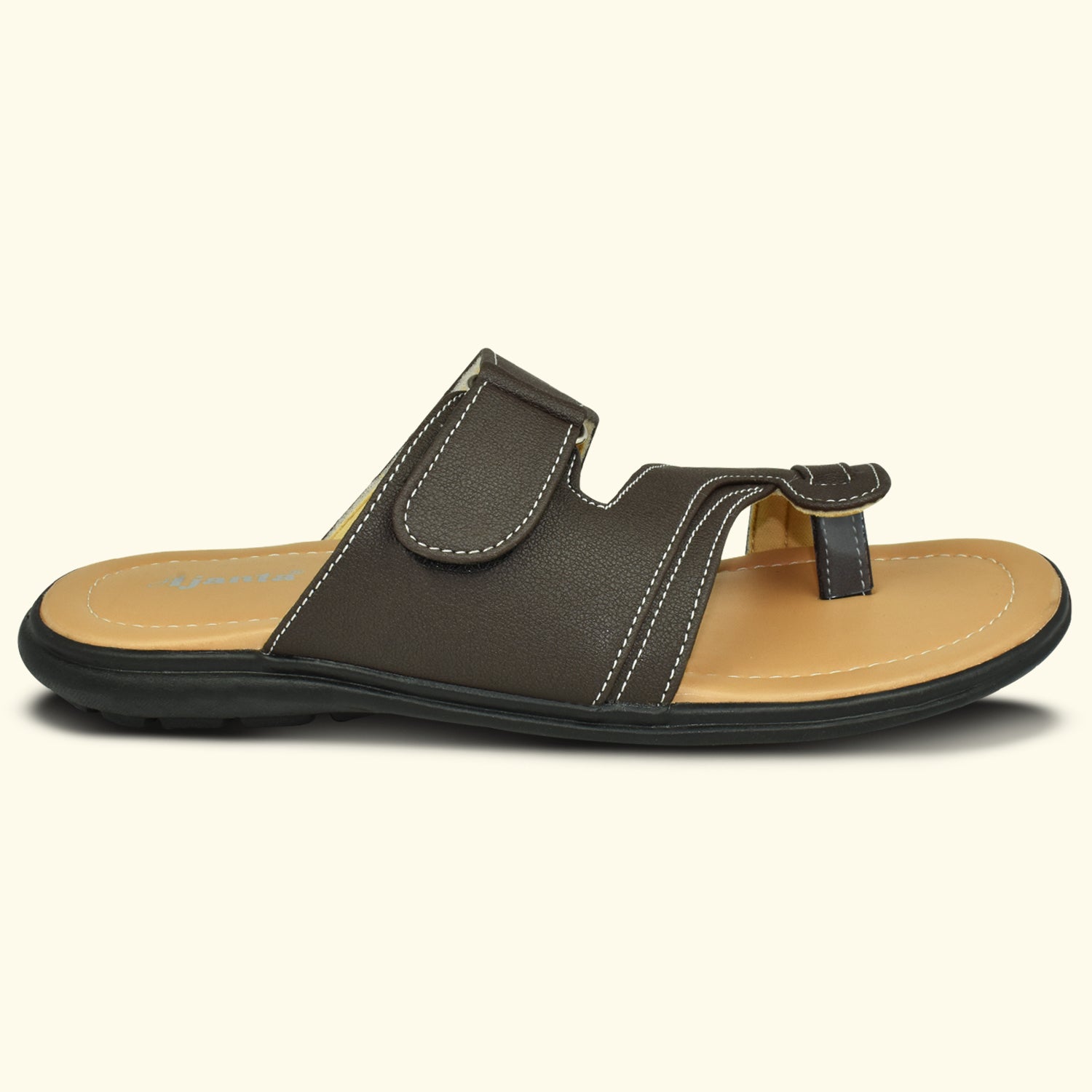 AJANTA Men's Brown Flat Sandals | Durable Synthetic Upper | Comfortable & Stylish Sandal EG3034
