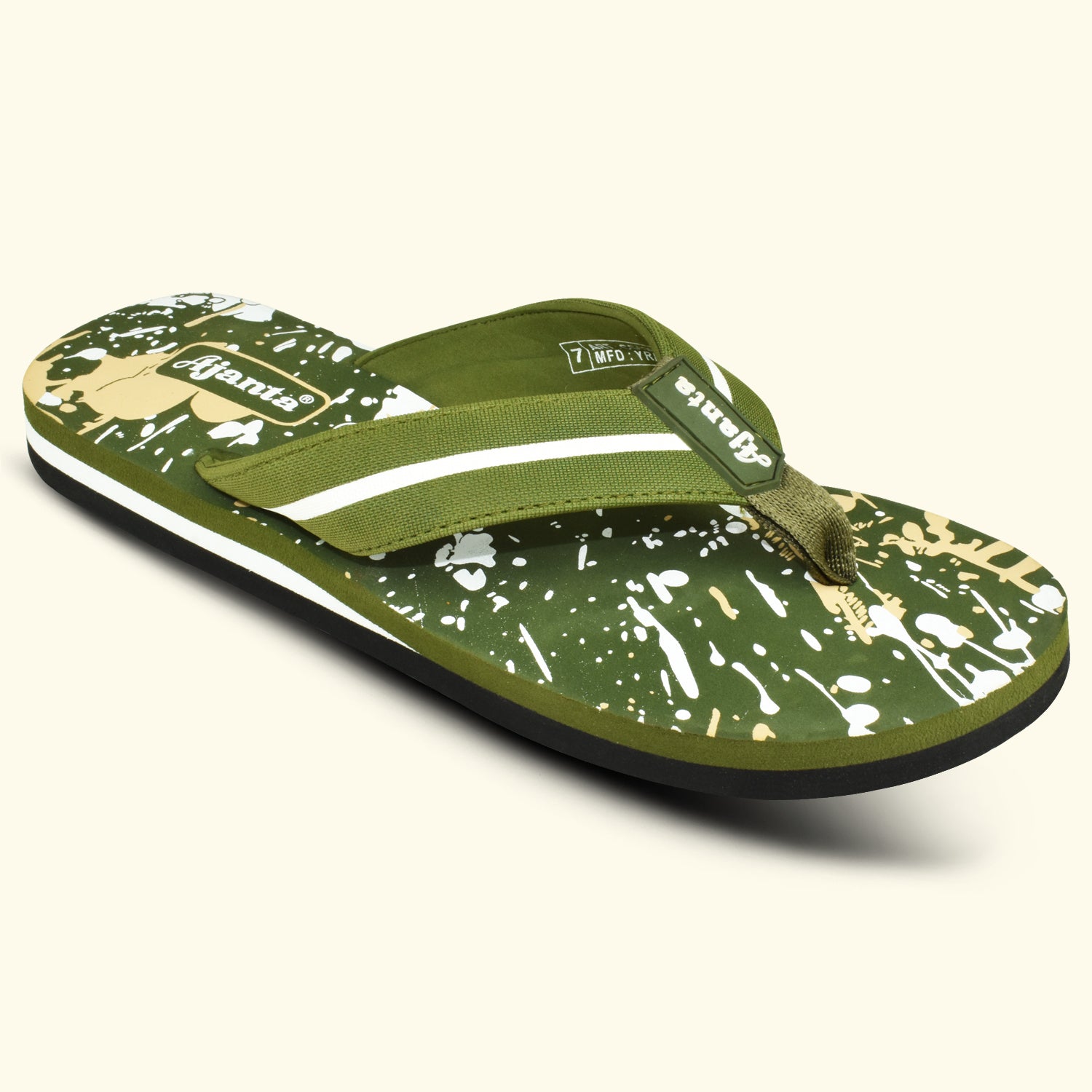 Ajanta Men’s Green Slip-On Chappal | Durable Synthetic Upper | Lightweight EVA Sole | Comfortable Everyday Wear Slipper