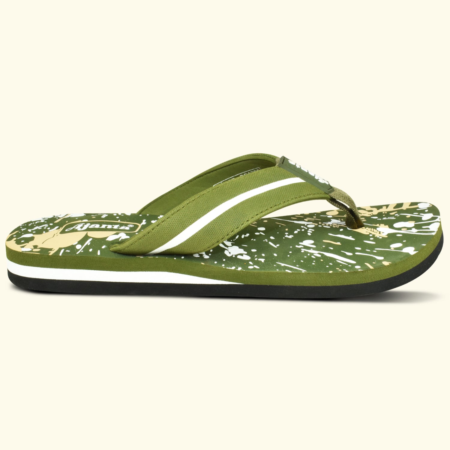 Ajanta Men’s Green Slip-On Chappal | Durable Synthetic Upper | Lightweight EVA Sole | Comfortable Everyday Wear Slipper