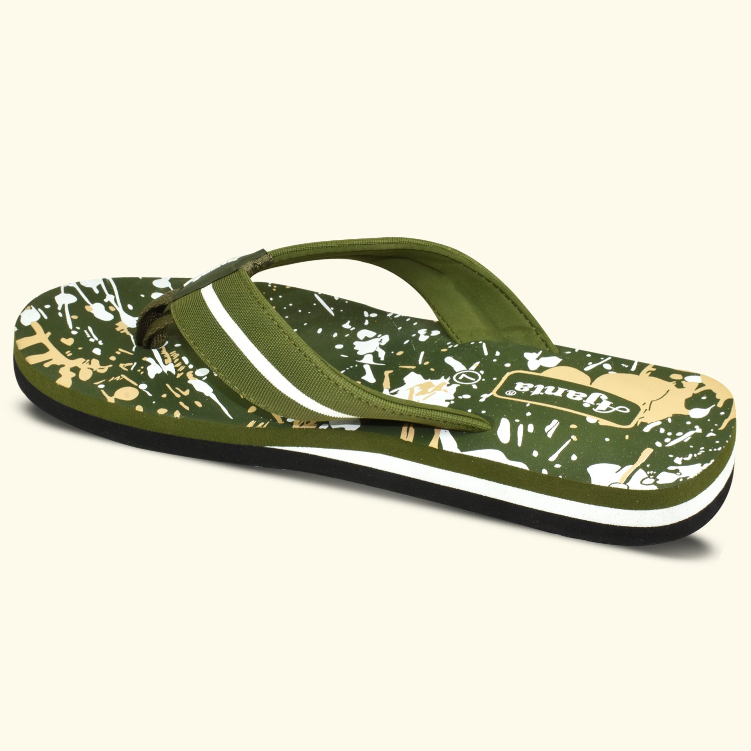 Ajanta Men’s Green Slip-On Chappal | Durable Synthetic Upper | Lightweight EVA Sole | Comfortable Everyday Wear Slipper