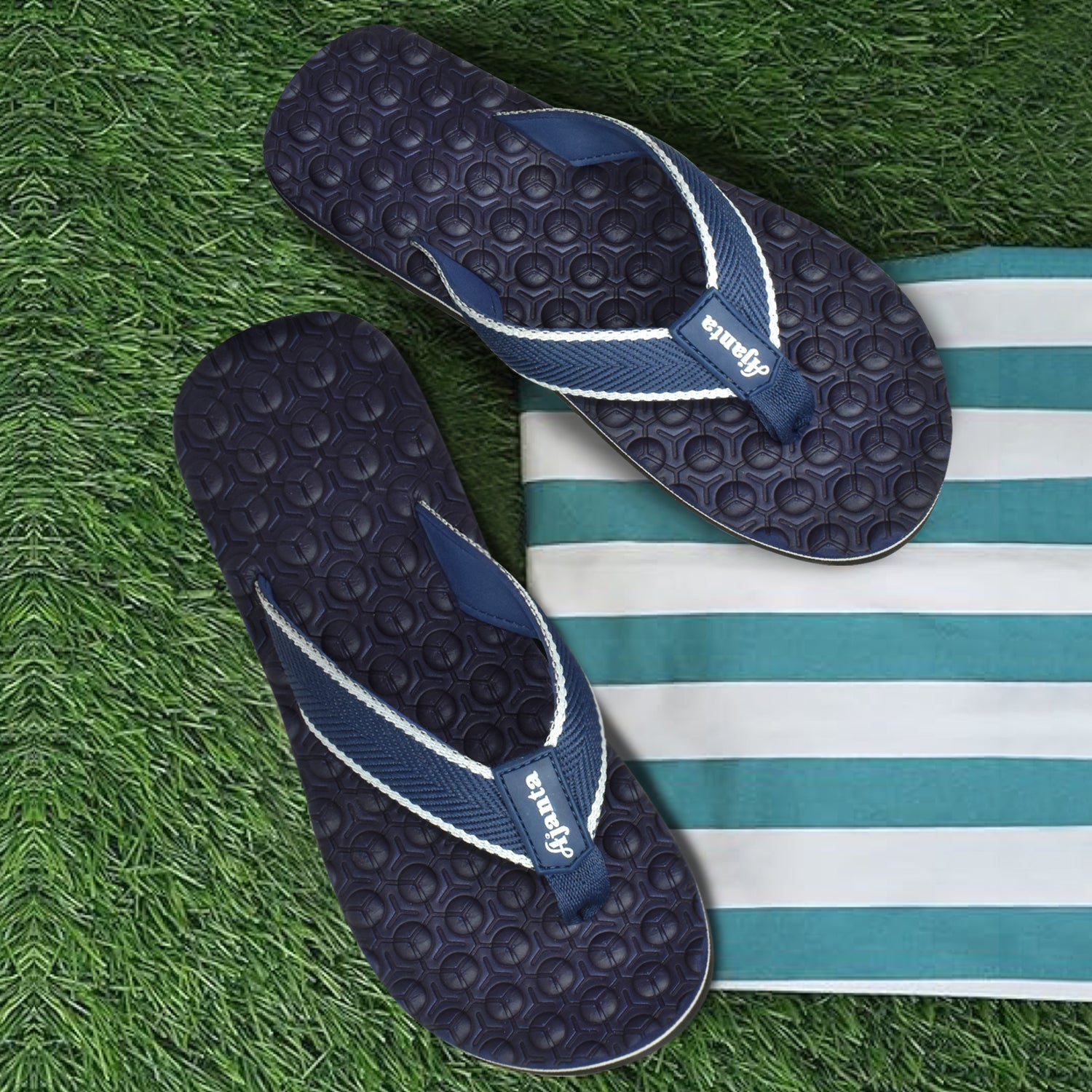 Ajanta Men's Blue Slip-On Outdoor Slippers | Lightweight EVA Sole | Durable Synthetic Upper | Comfortable Daily Wear | Slippers EG3037