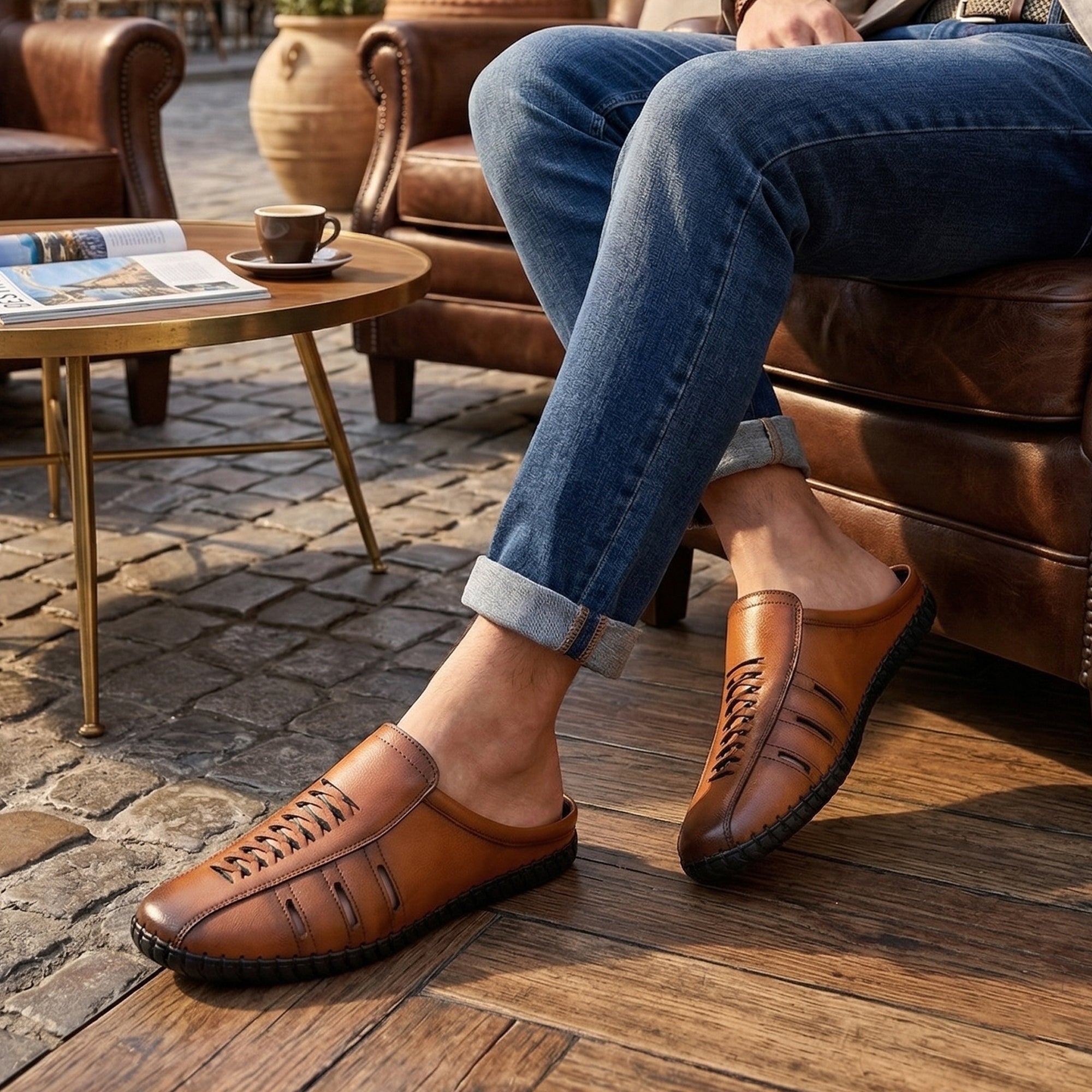 Imperio Men’s Laser-Cut Mules