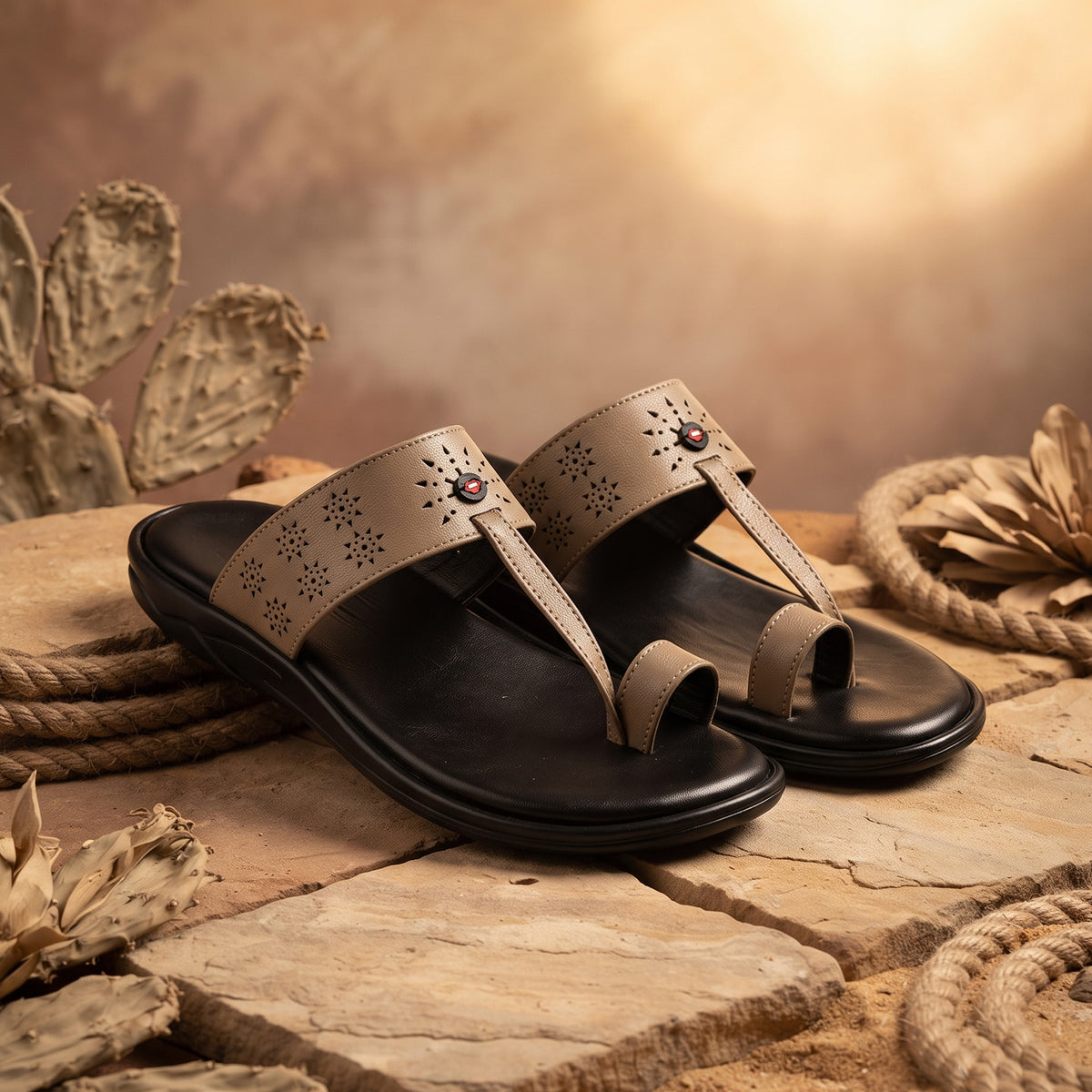 AJANTA Lightweight Kolhapuri Chappal For Men | Traditional Ethnic Toe Ring Sandals | Comfortable Cushioned Anti-Skid Chappal | Daily Wear, Wedding, Puja & Special Occasions Casual Footwear for Men