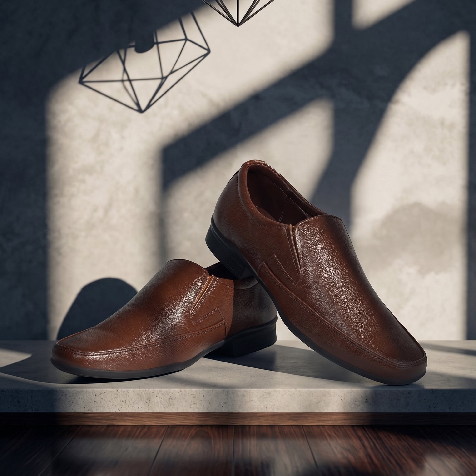 Ajanta Menโs Brown Formal Slip-On Shoes