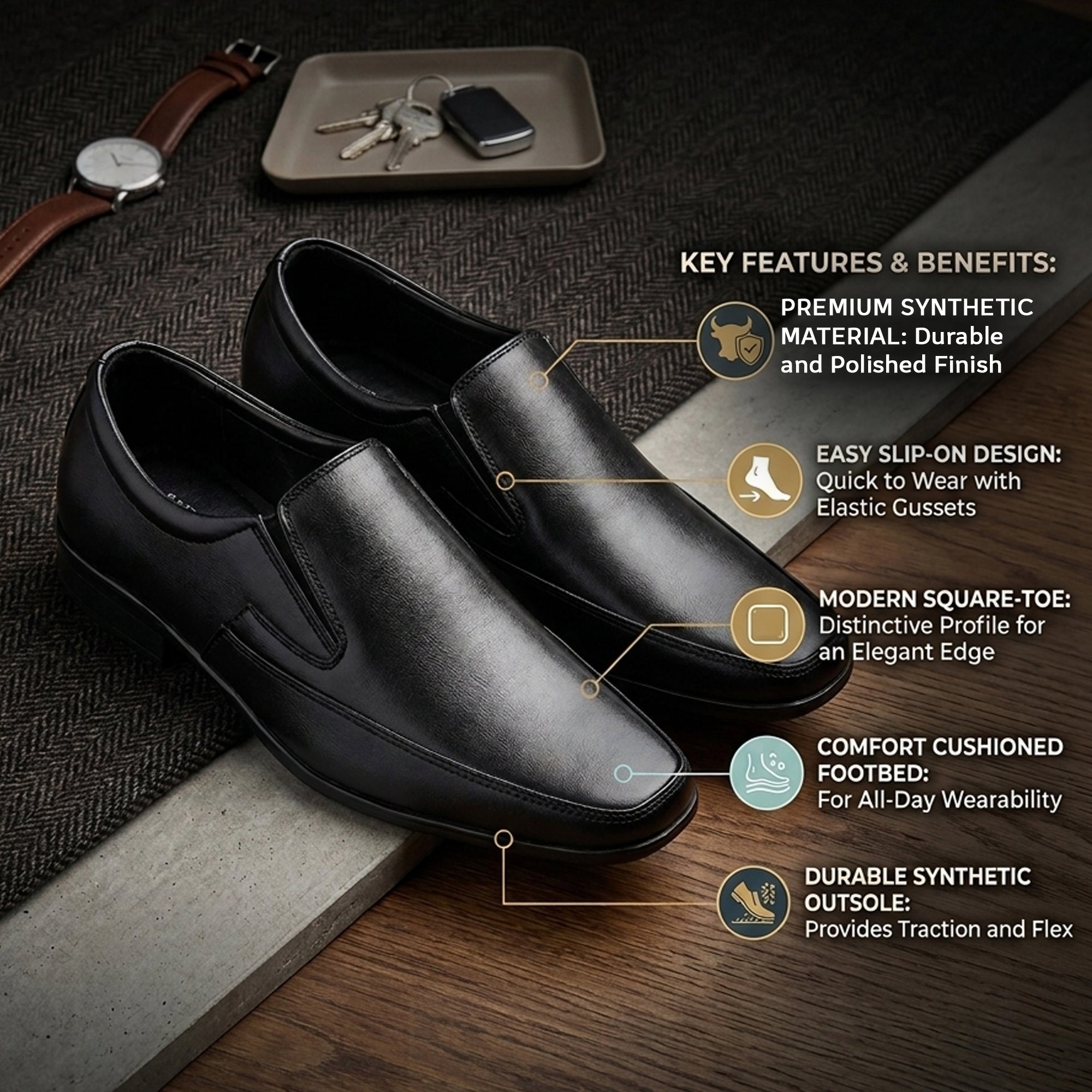 Ajanta Men’s Derby Cushioned Formal Shoes