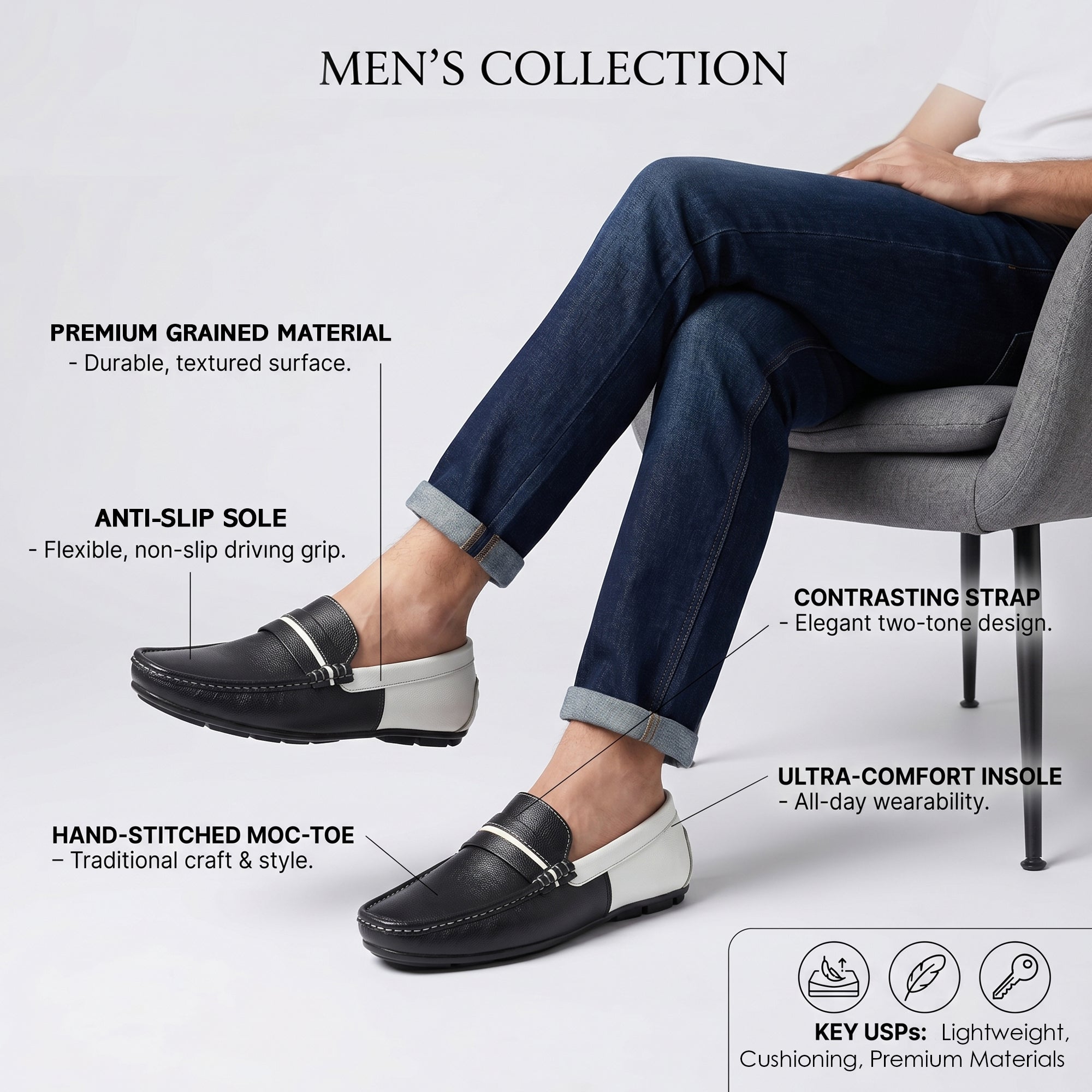 AJANTA Men Stylish Loafers | Synthetic Leather Casual Slip-On Shoes for Daily Wear