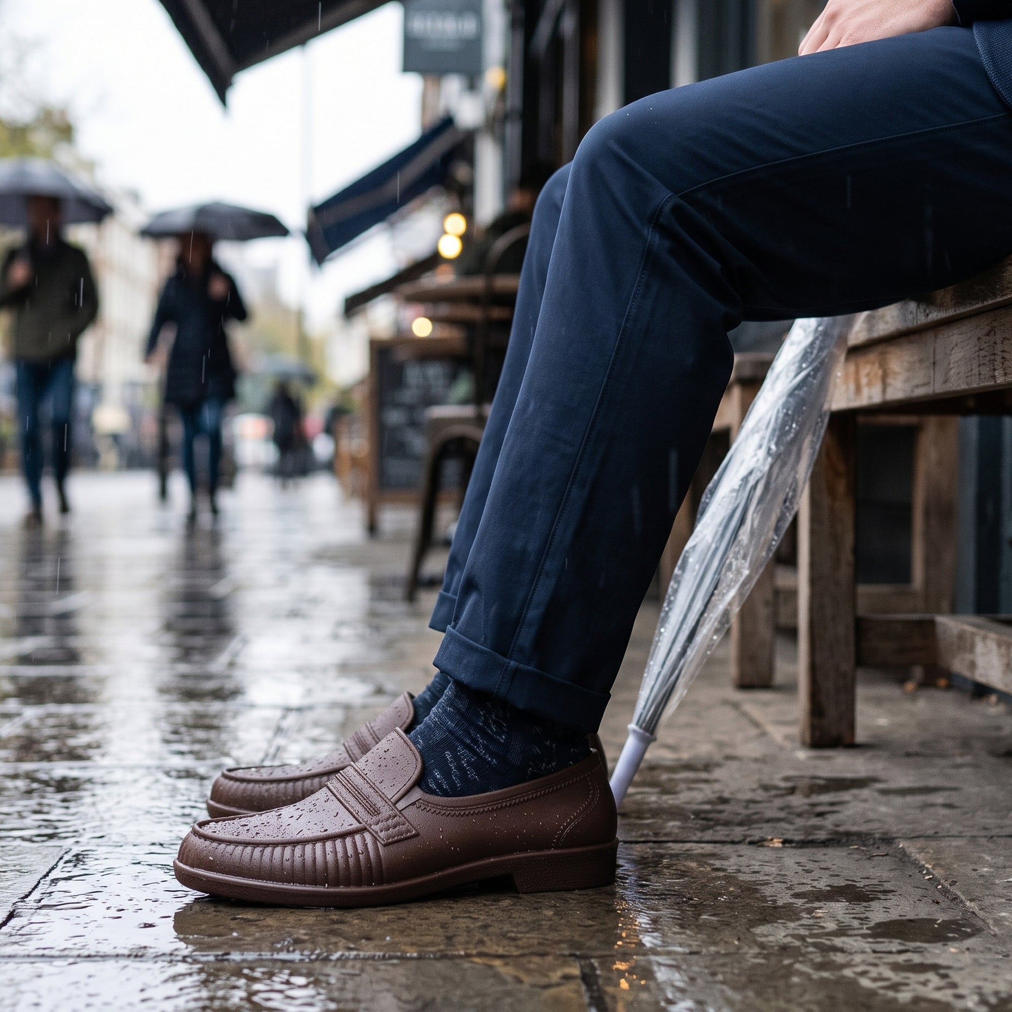 AJANTA Waterproof PVC Loafers Shoes for Men | Lightweight Slip-On Rain Shoes | Casual Monsoon Footwear | Moccasin Shoes Office, Travel, Driving & Daily Wear Rr