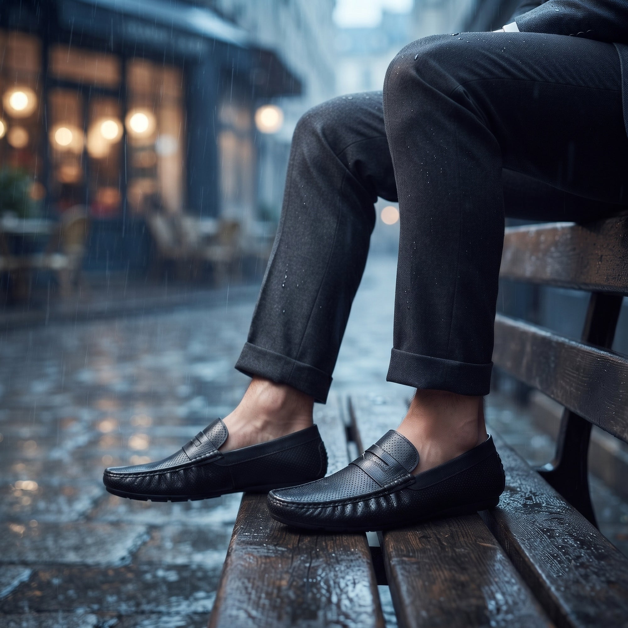 AJANTA Waterproof Slip-On PVC Loafers Shoes for Men | Lightweight Anti-Skid Casual Office Shoes for Men | Comfortable Fit Rainy Shoes & Moccasin Footwear for Travel & Driving Brown