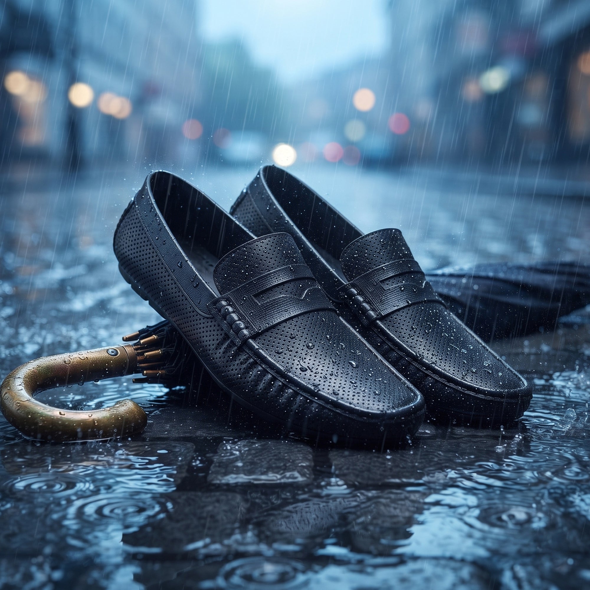 AJANTA Waterproof Slip-On PVC Loafers Shoes for Men | Lightweight Anti-Skid Casual Office Shoes for Men | Comfortable Fit Rainy Shoes & Moccasin Footwear for Travel & Driving Brown