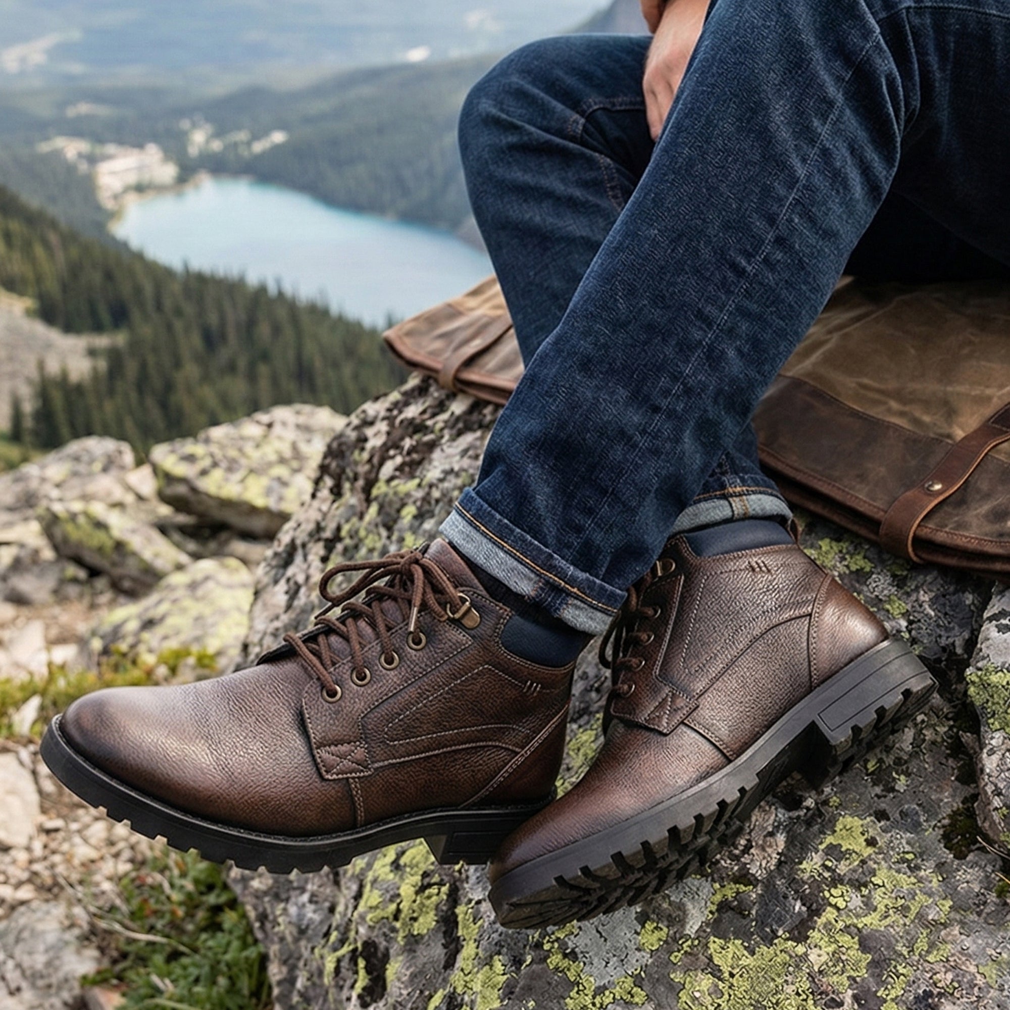 Imperio Brown Genuine Leather High Top Boots for Men