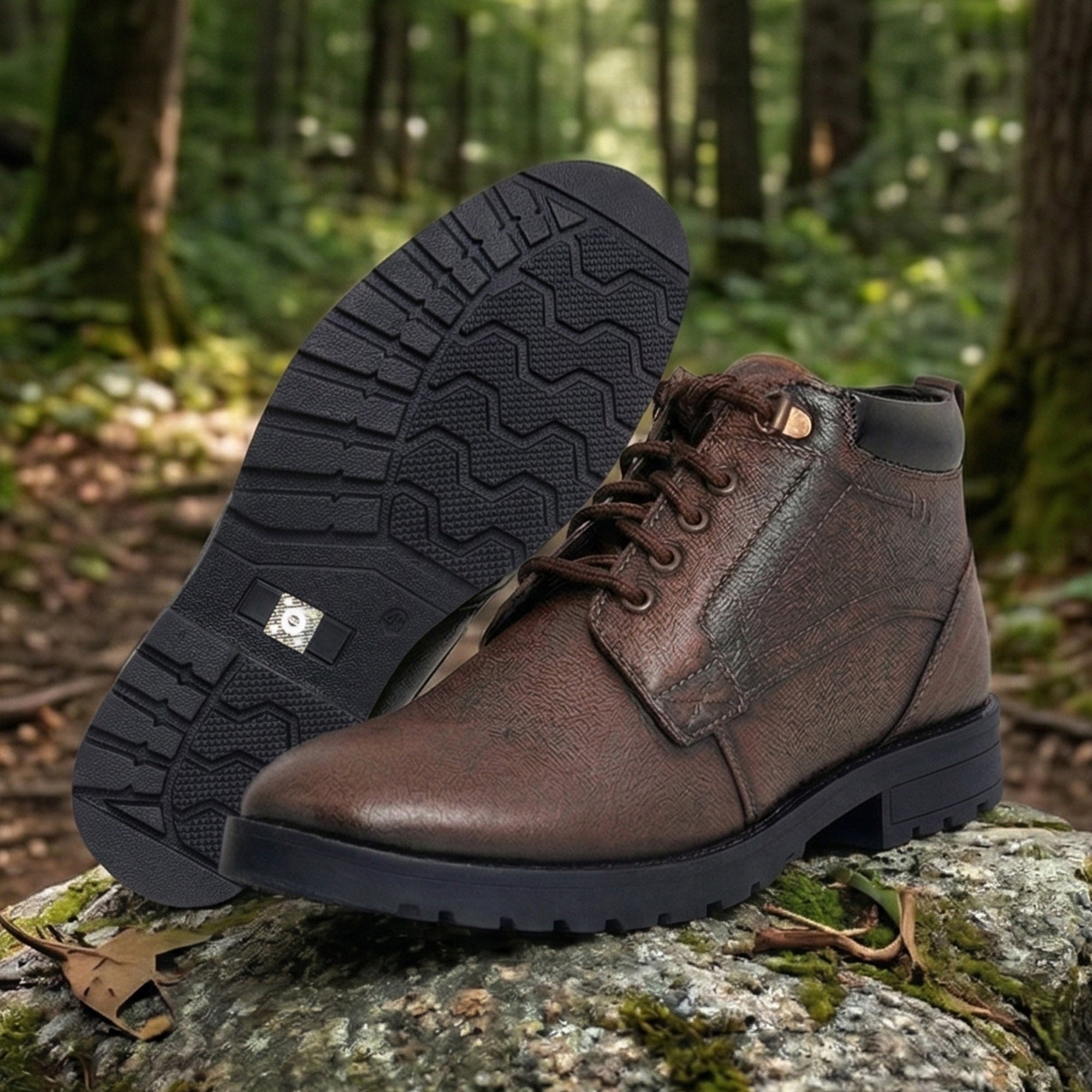 Imperio Brown Genuine Leather High Top Boots for Men
