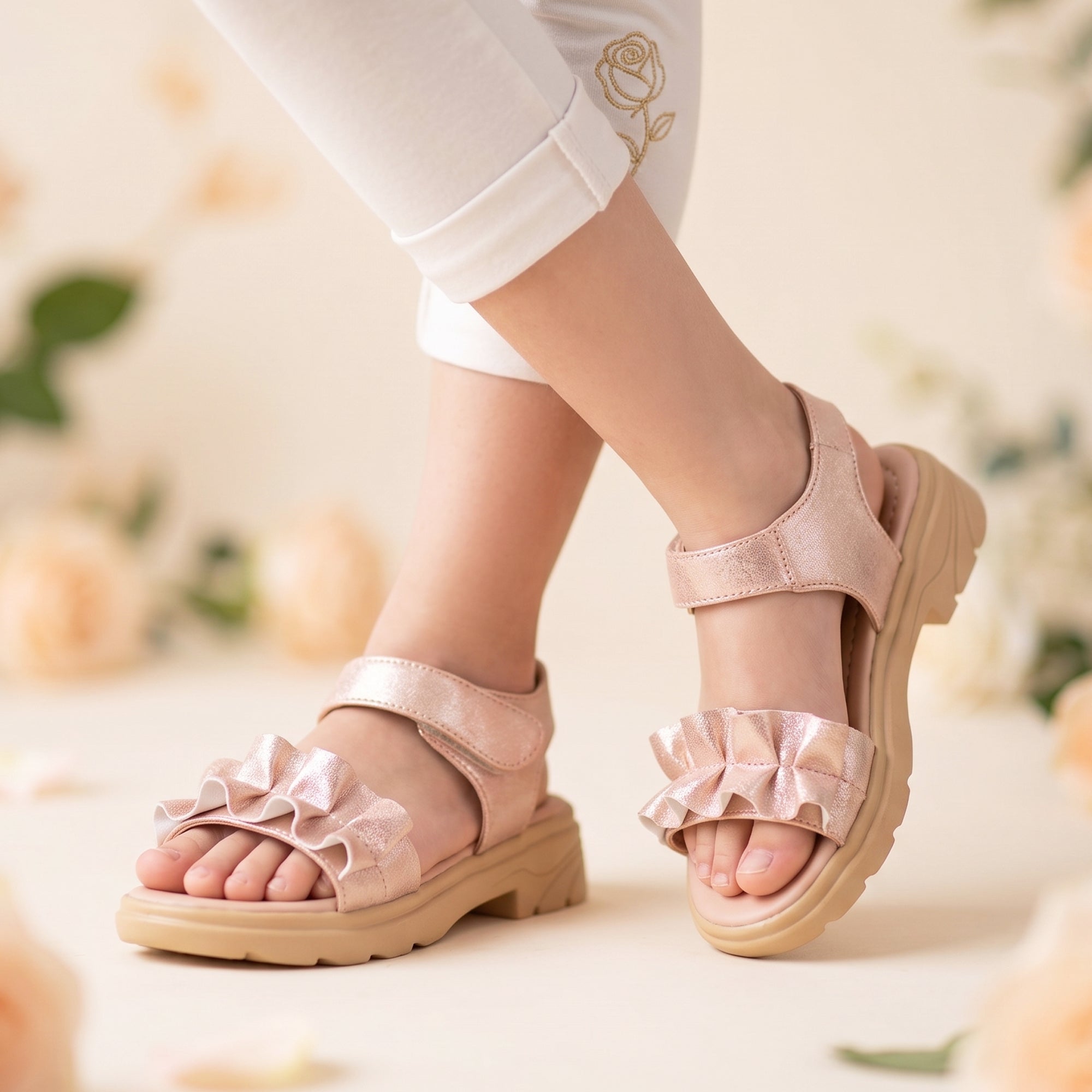 AJANTA Girls Velcro Strap Sandals | Comfortable & Adjustable Fit