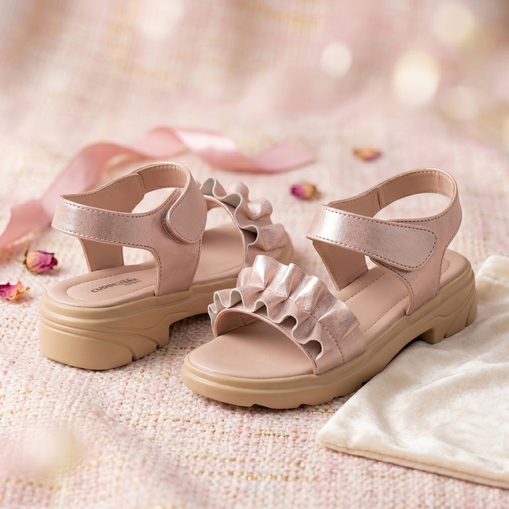AJANTA Girls Velcro Strap Sandals | Comfortable & Adjustable Fit