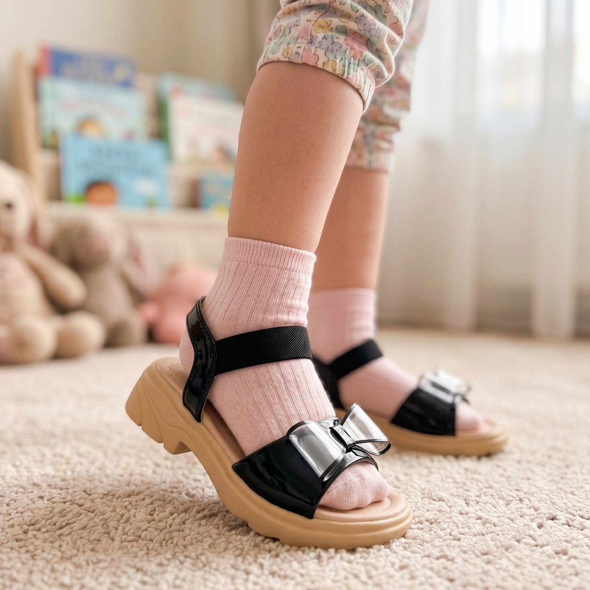 AJANTA Girls Adjustable Strap Sandals | Soft Cushion | Durable Sole