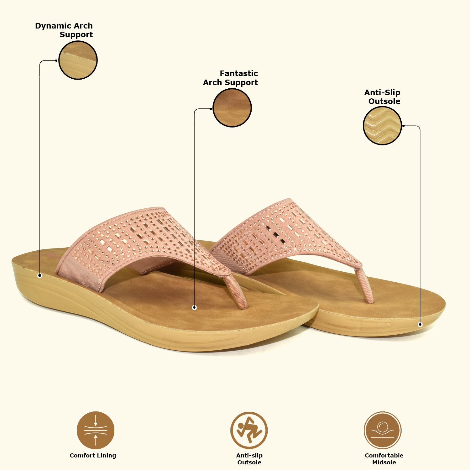 AJANTA Casual Sandal| Flat Sandals For Women| Comfortable Ladies Chappal EL1015