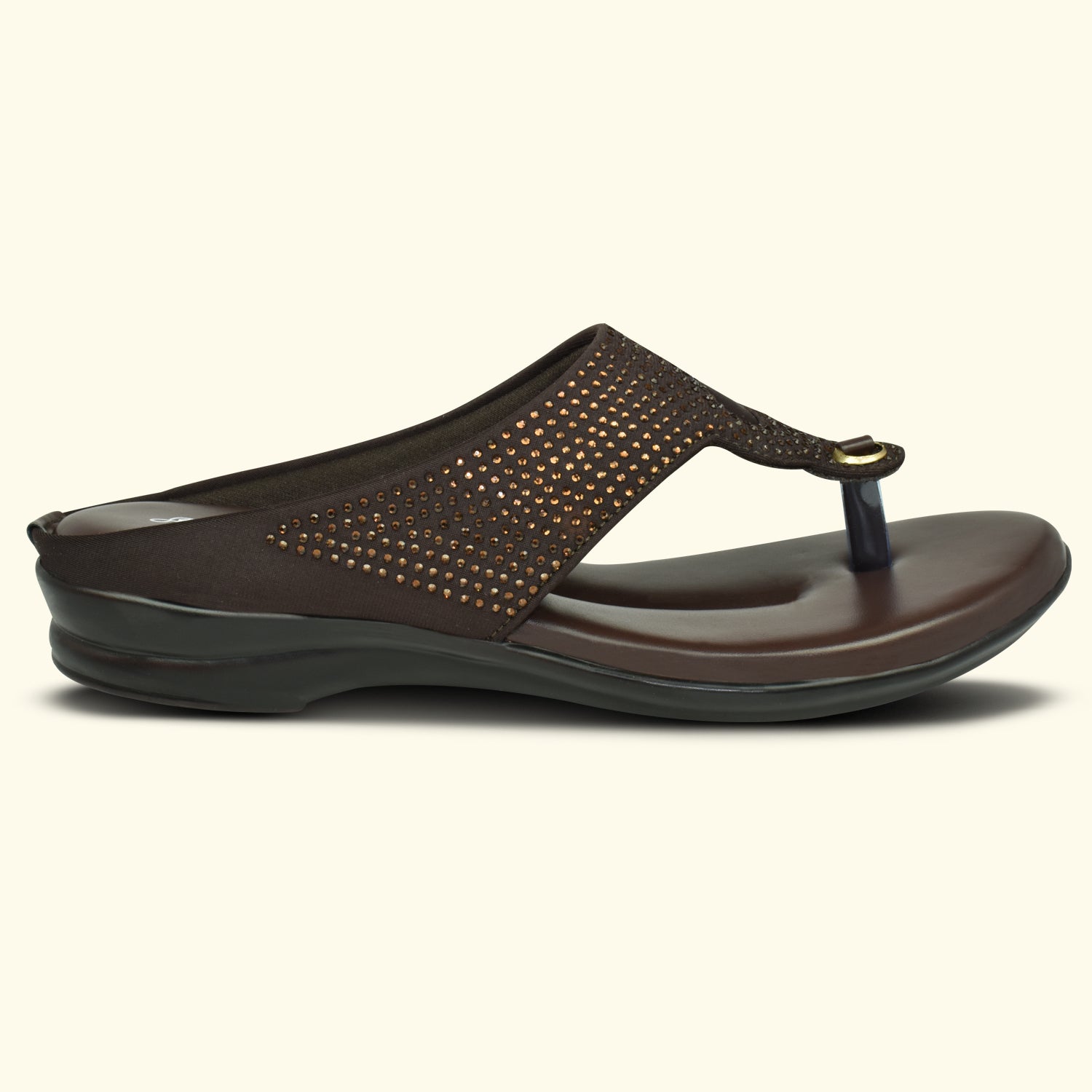 AJANTA Women's Brown Flat Sandals | Synthetic Upper | Lightweight EVA Sole | Stylish & Comfortable Sandal EL1028