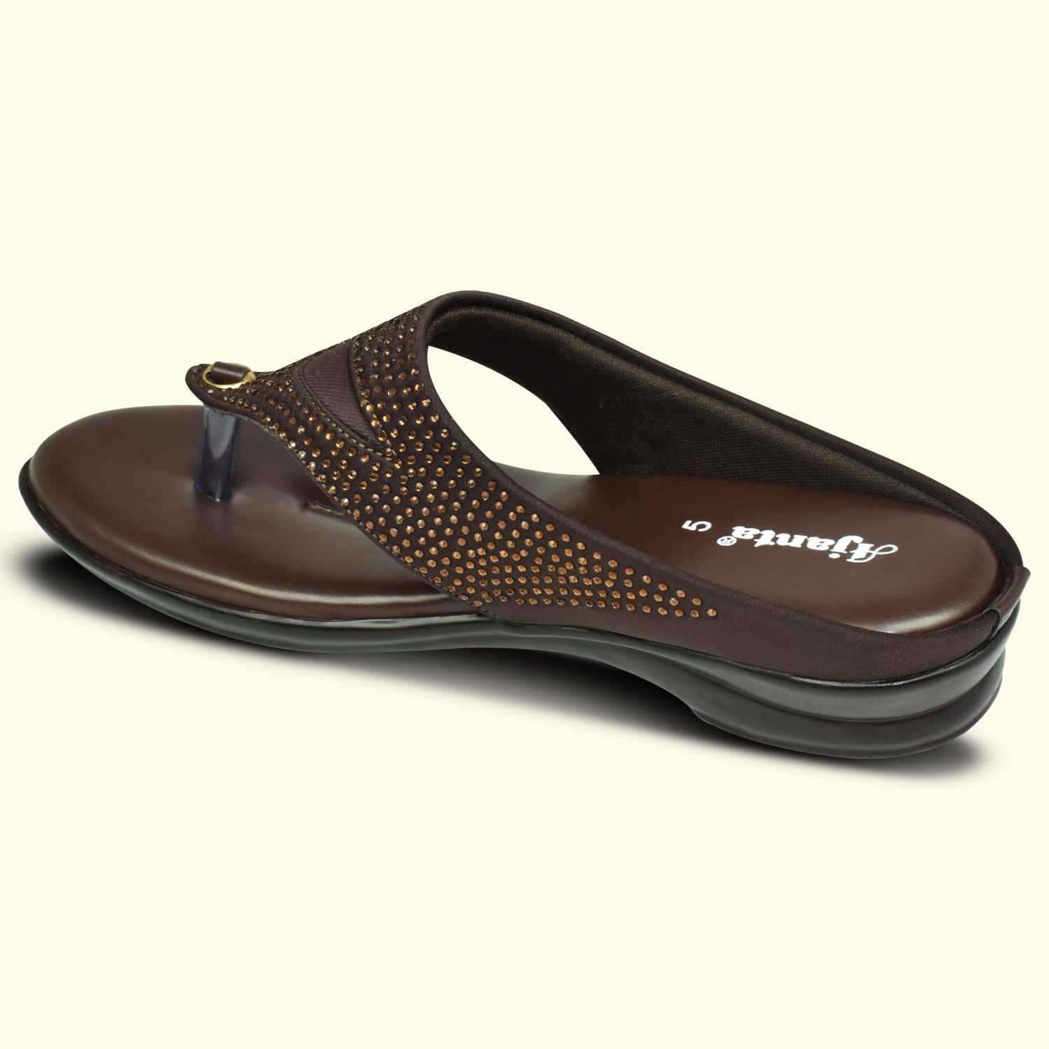 AJANTA Women's Brown Flat Sandals | Synthetic Upper | Lightweight EVA Sole | Stylish & Comfortable Sandal EL1028