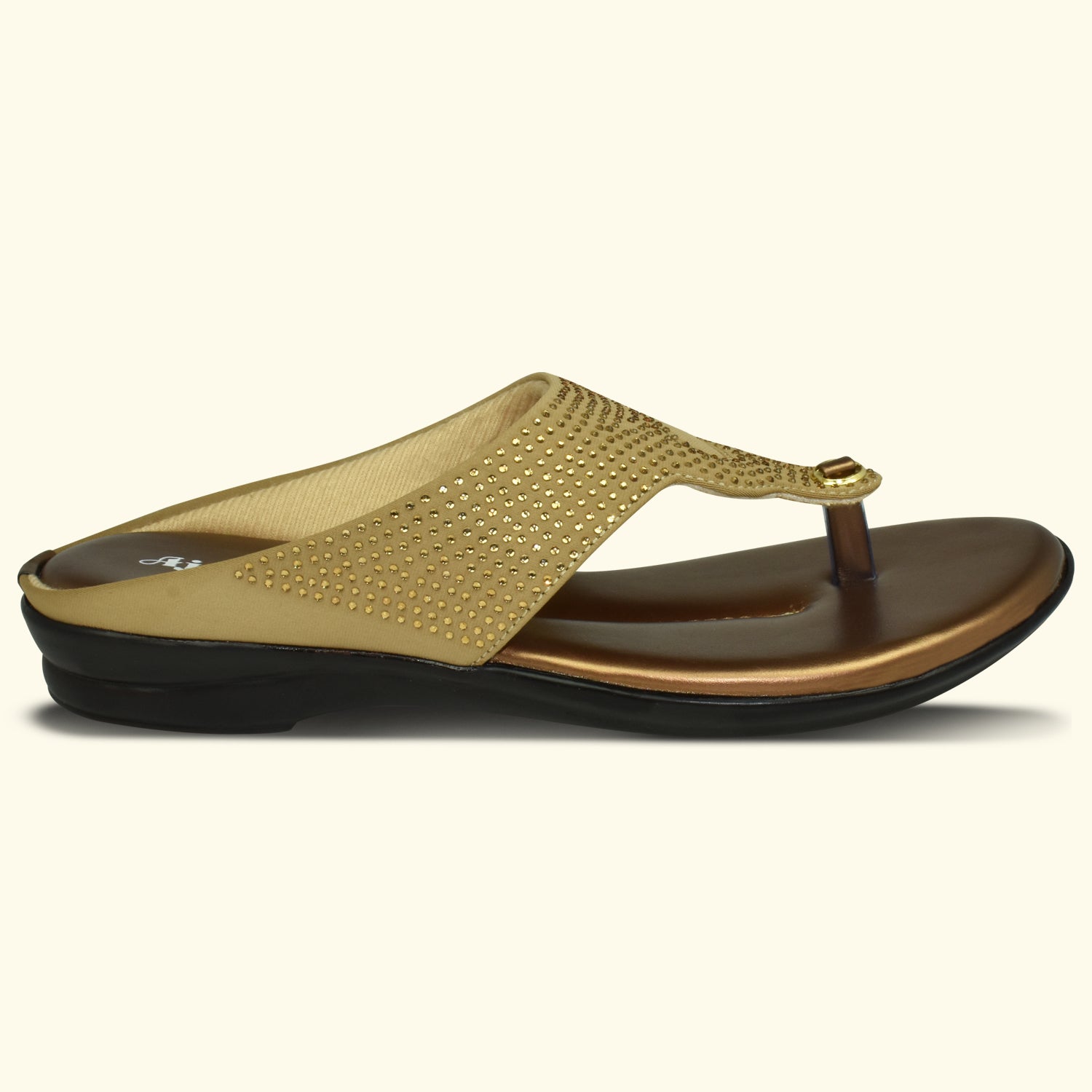 AJANTA Women's Copper Flat Sandals | Stylish Synthetic Upper | Lightweight EVA Sole | Comfortable Everyday Wear Sandal EL1029