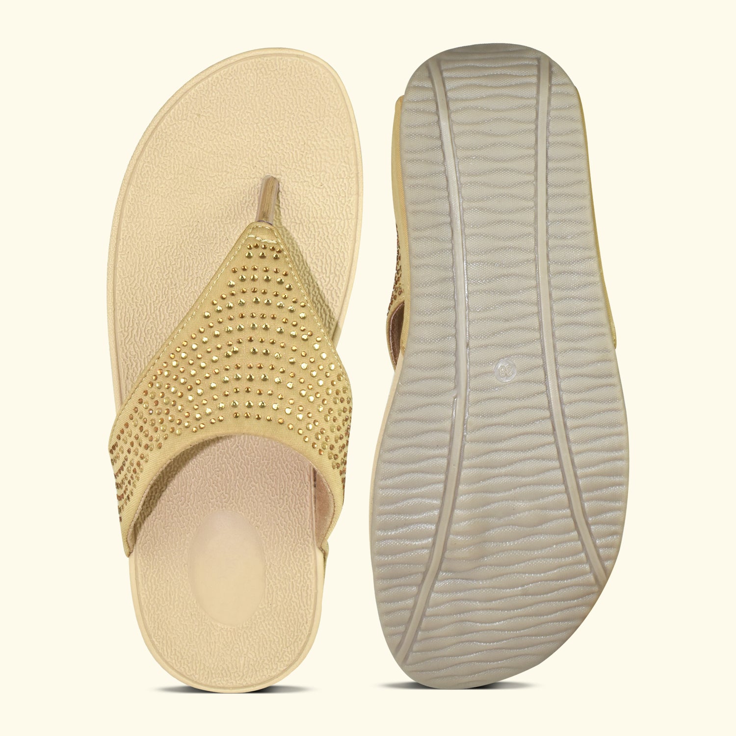 AJANTA Women's Beige Flat Sandals | Soft EVA Insole | Durable Synthetic Outer Material | Comfortable Sandal EL1031