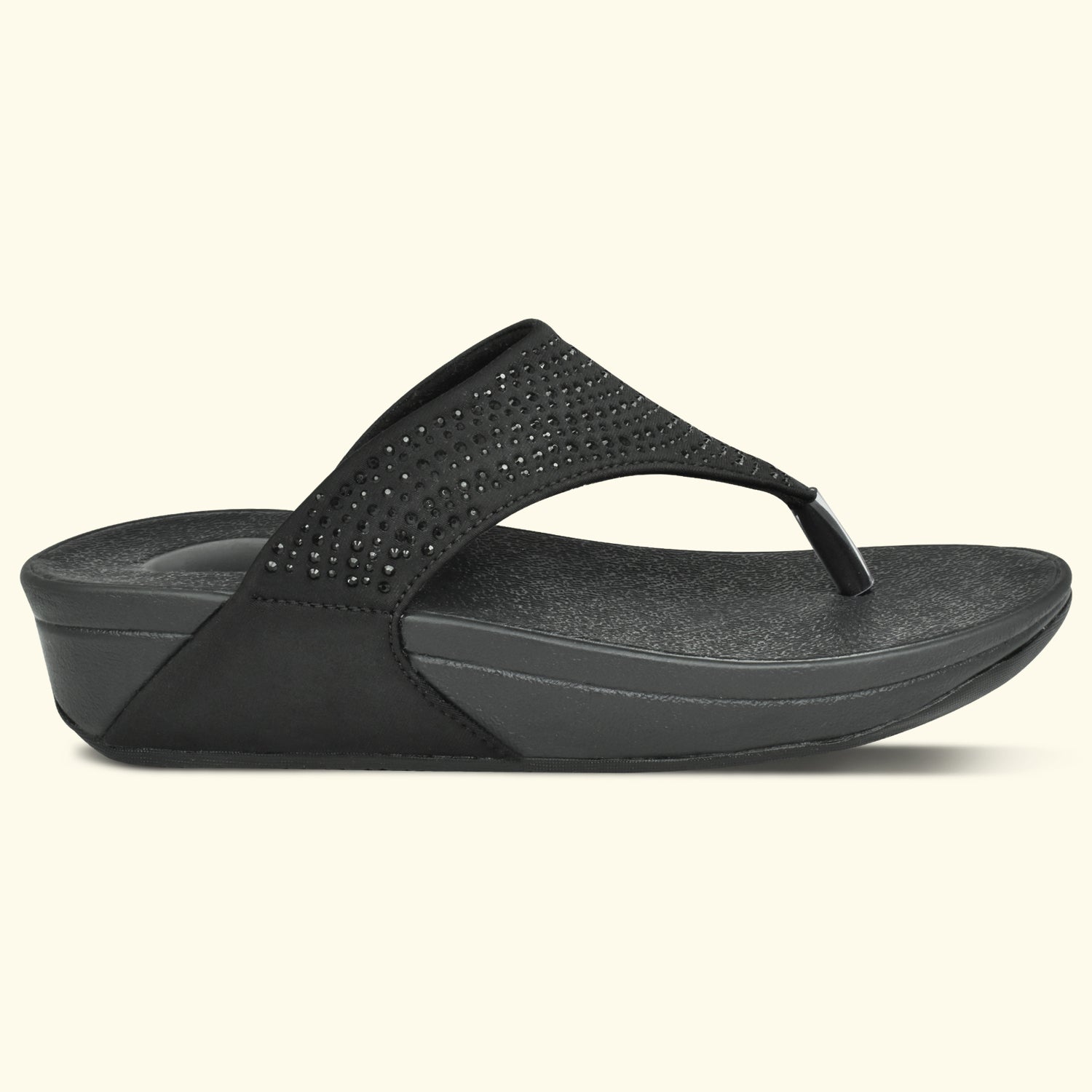 Ajanta Women's Black Flat Sandals | Cushioned EVA Insole | Stylish Synthetic Outer Material | Lightweight Daily Wear Sandal EL1032