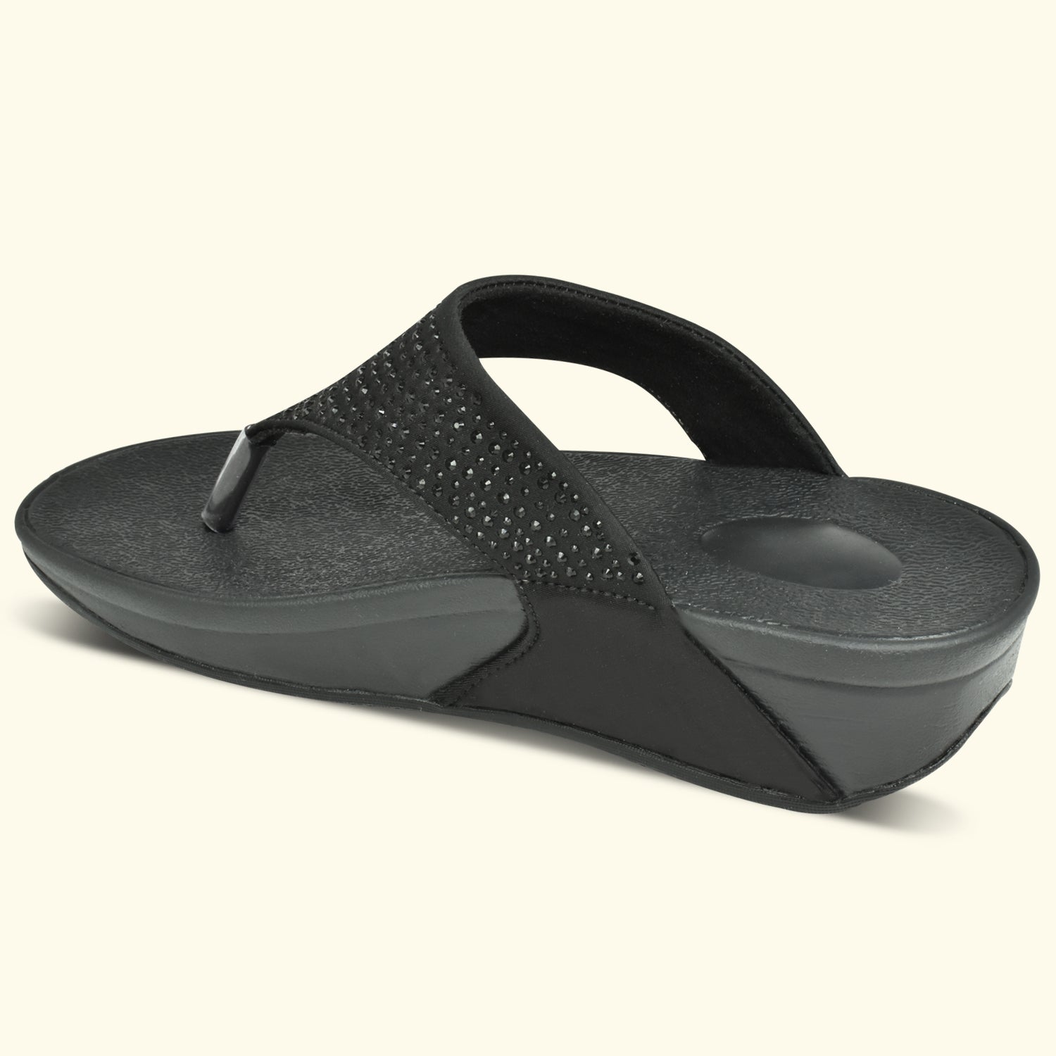 Ajanta Women's Black Flat Sandals | Cushioned EVA Insole | Stylish Synthetic Outer Material | Lightweight Daily Wear Sandal EL1032