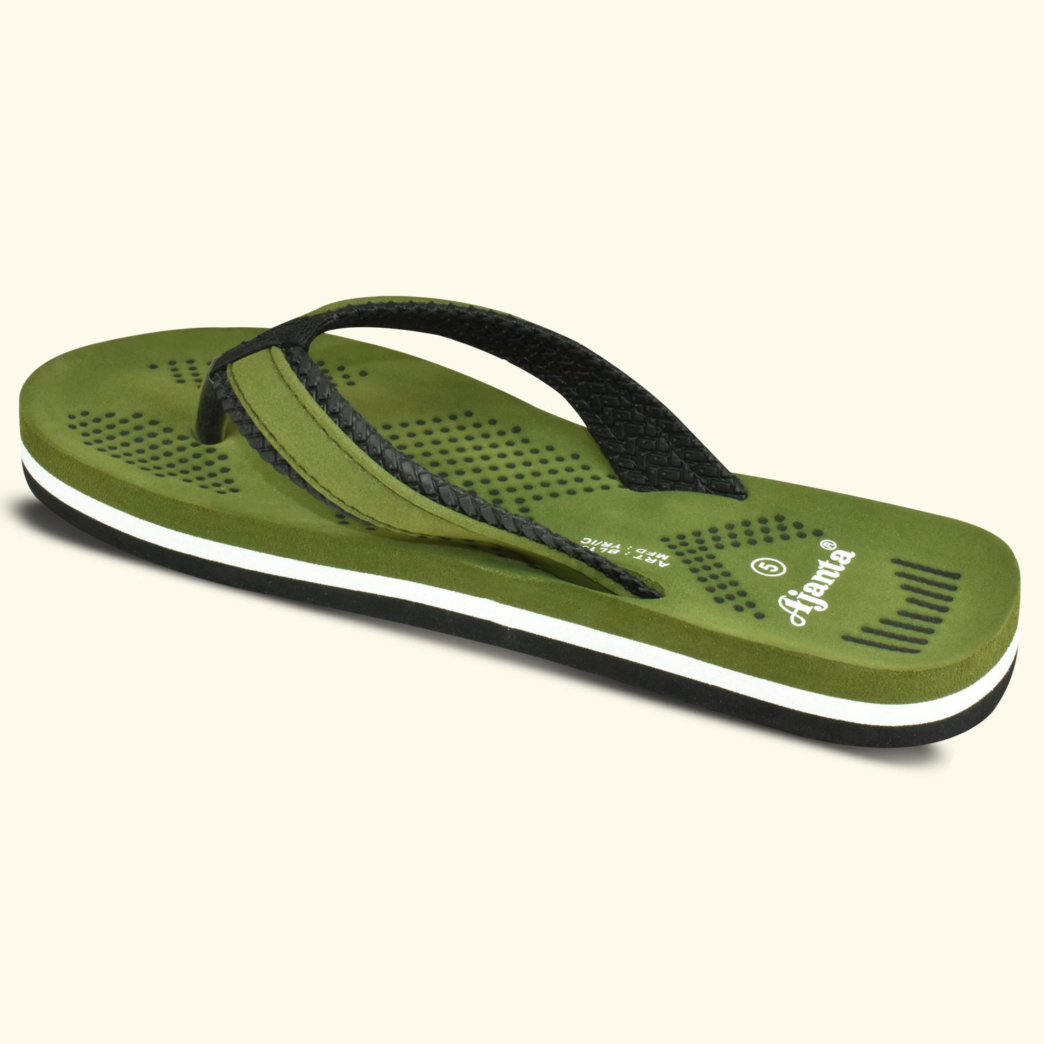 Ajanta Women's Green Slip-On Outdoor Slippers | Lightweight EVA Sole | Durable Synthetic Upper | Comfortable Daily Wear Slippers EL1033