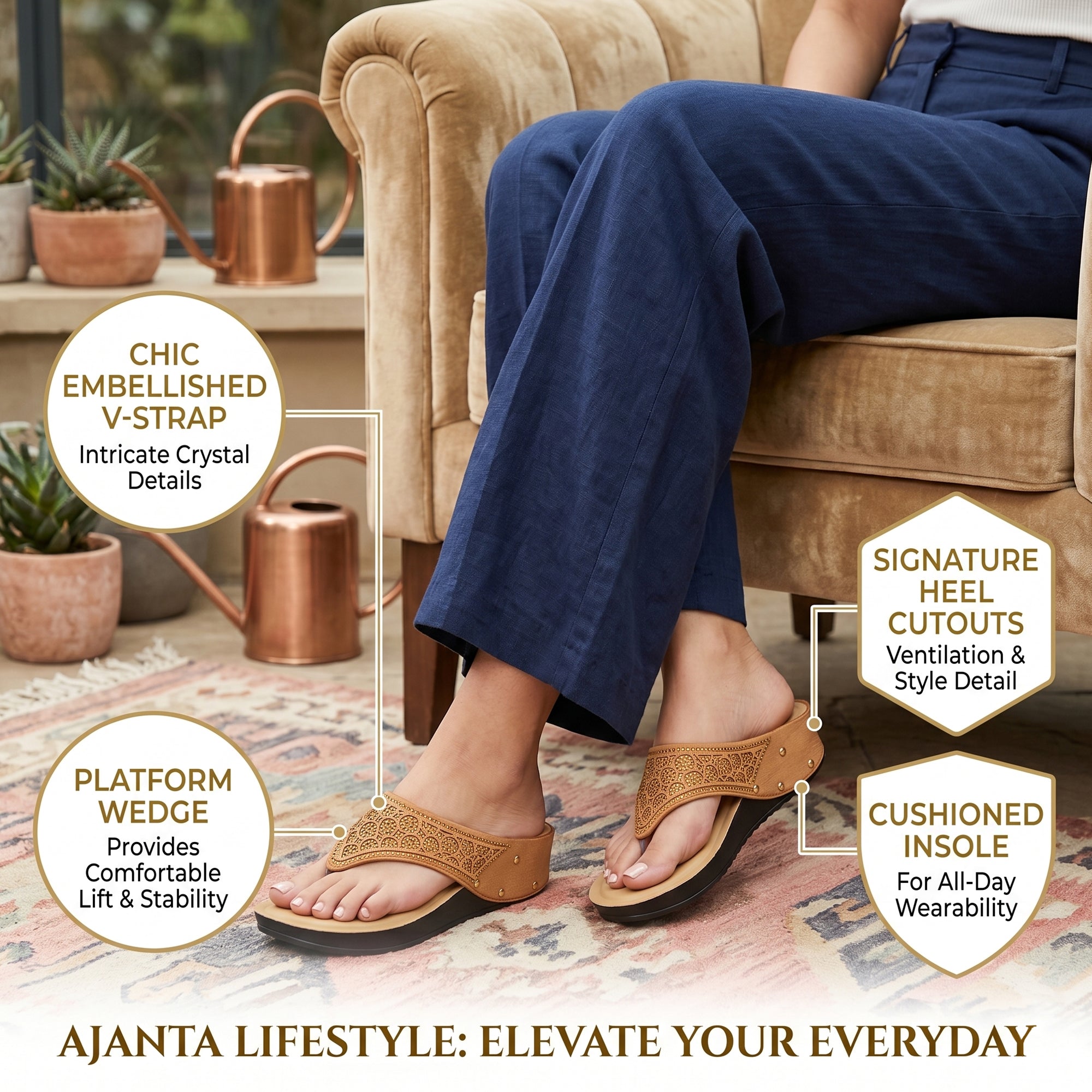 Women’s Stylish Comfort Sandals | Casual Daily Wear Slip-On Flats for Women & Girls | Lightweight Fashion Footwear Beige