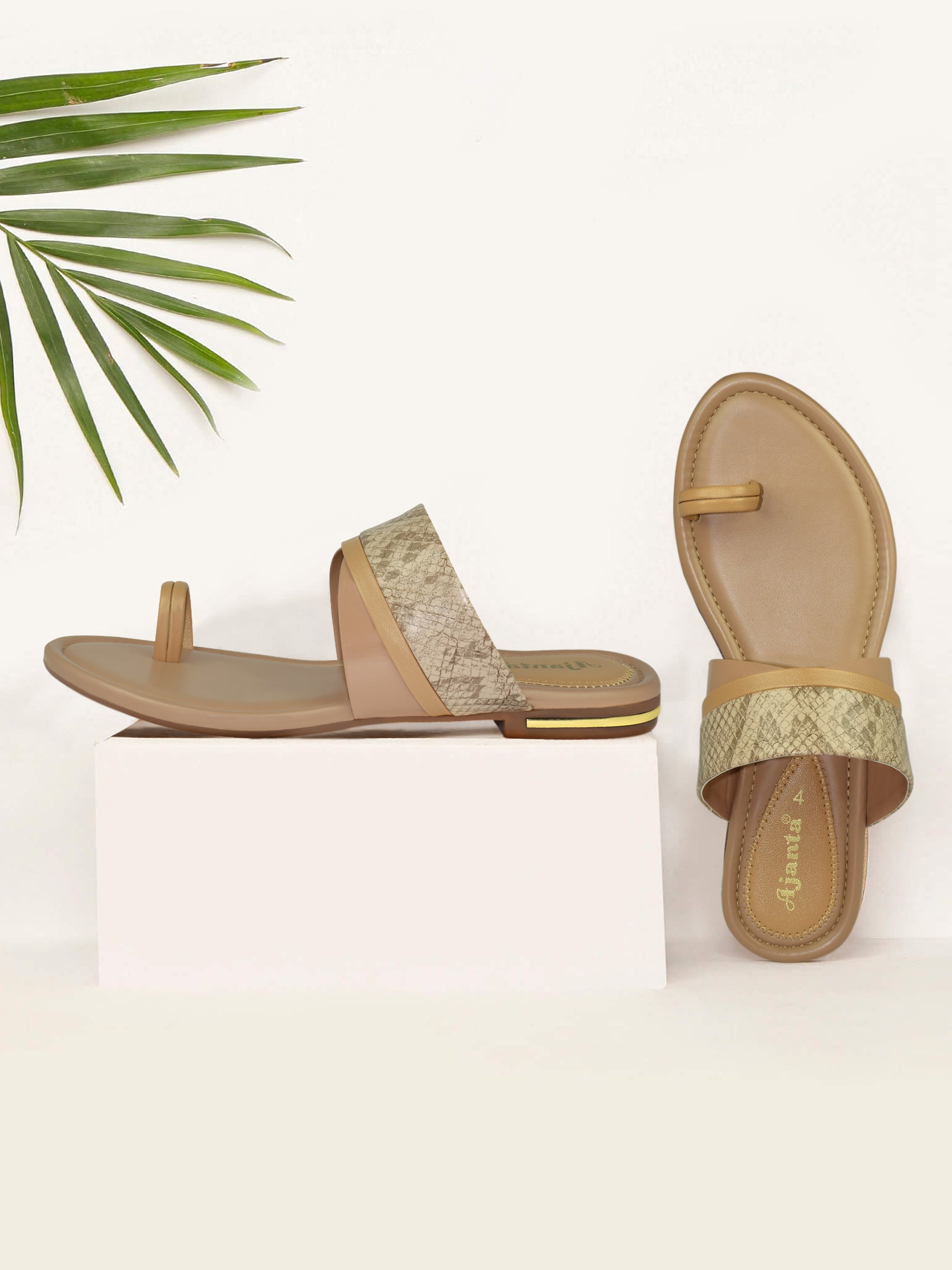 Ajanta Women Stylish Ethnic Flat Sandals For Women / Comfortable Fit with Anti-Skid Protection EL2013